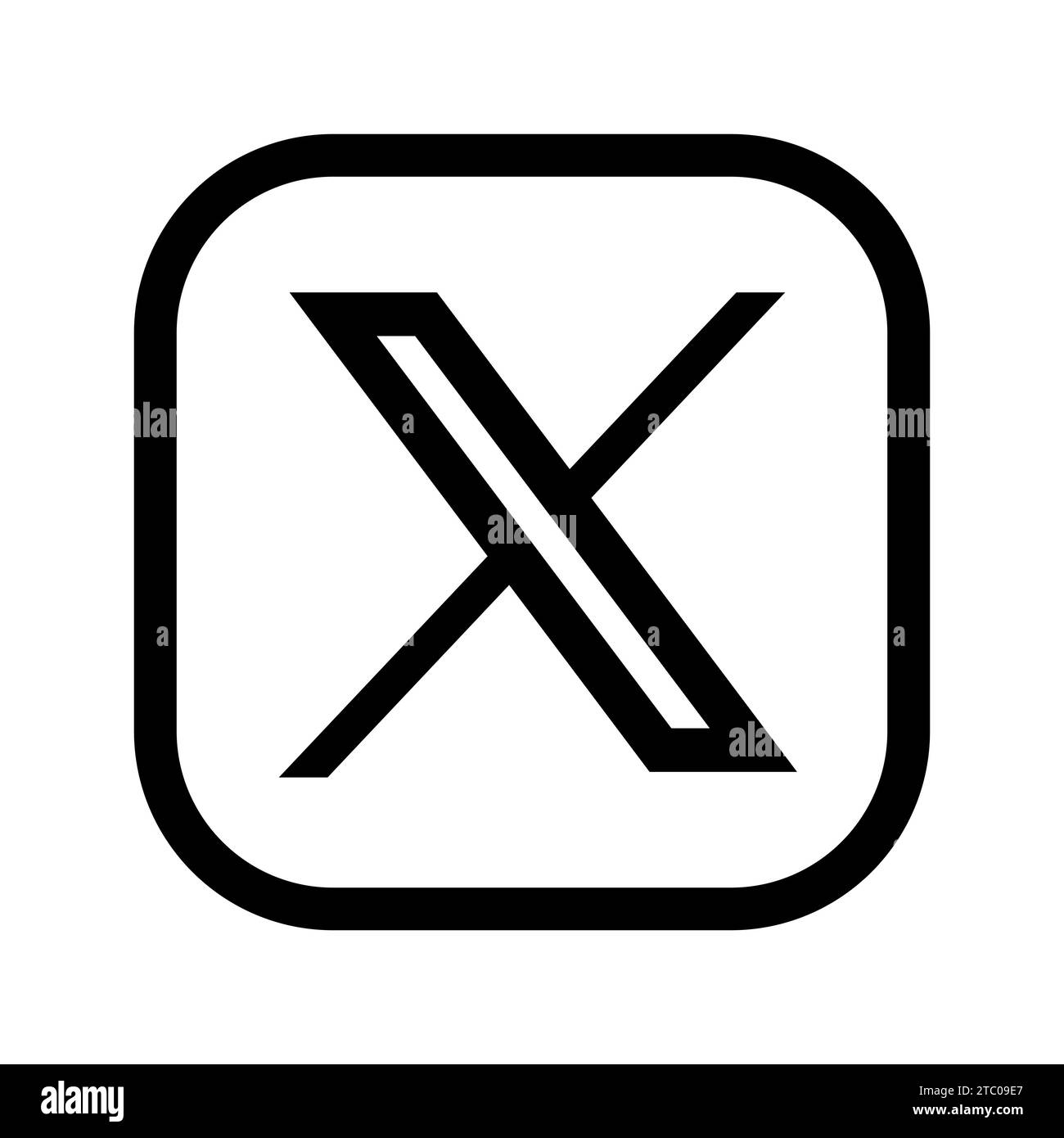 Twitter new logo brand with Xshaped graphics, black sign on white