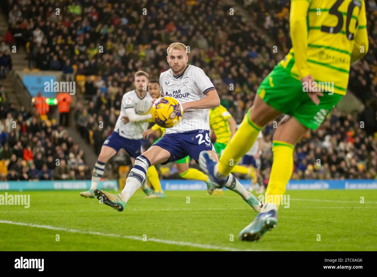 Norwich City Dimitris Giannoulis putting a cross into the box and