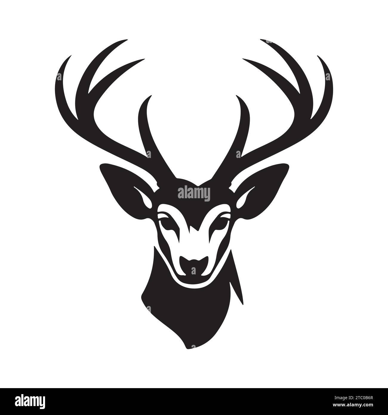 Deer Head Silhouette Hand Drawn Vector Illustration. Elk Symbol Graphic Element Stock Vector