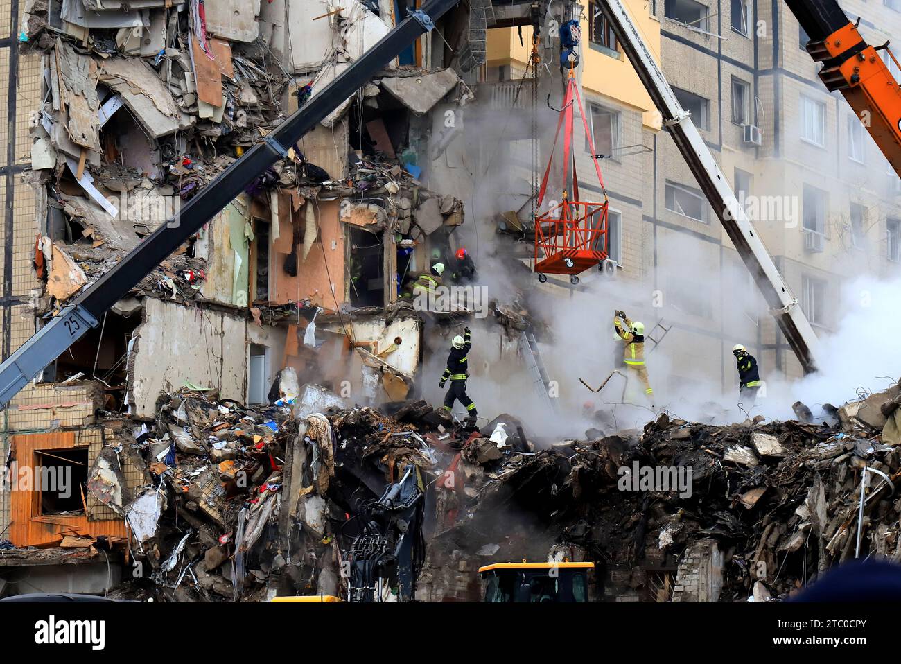 Russian missile strike destroyed residential building, Dnipro, Ukraine ...