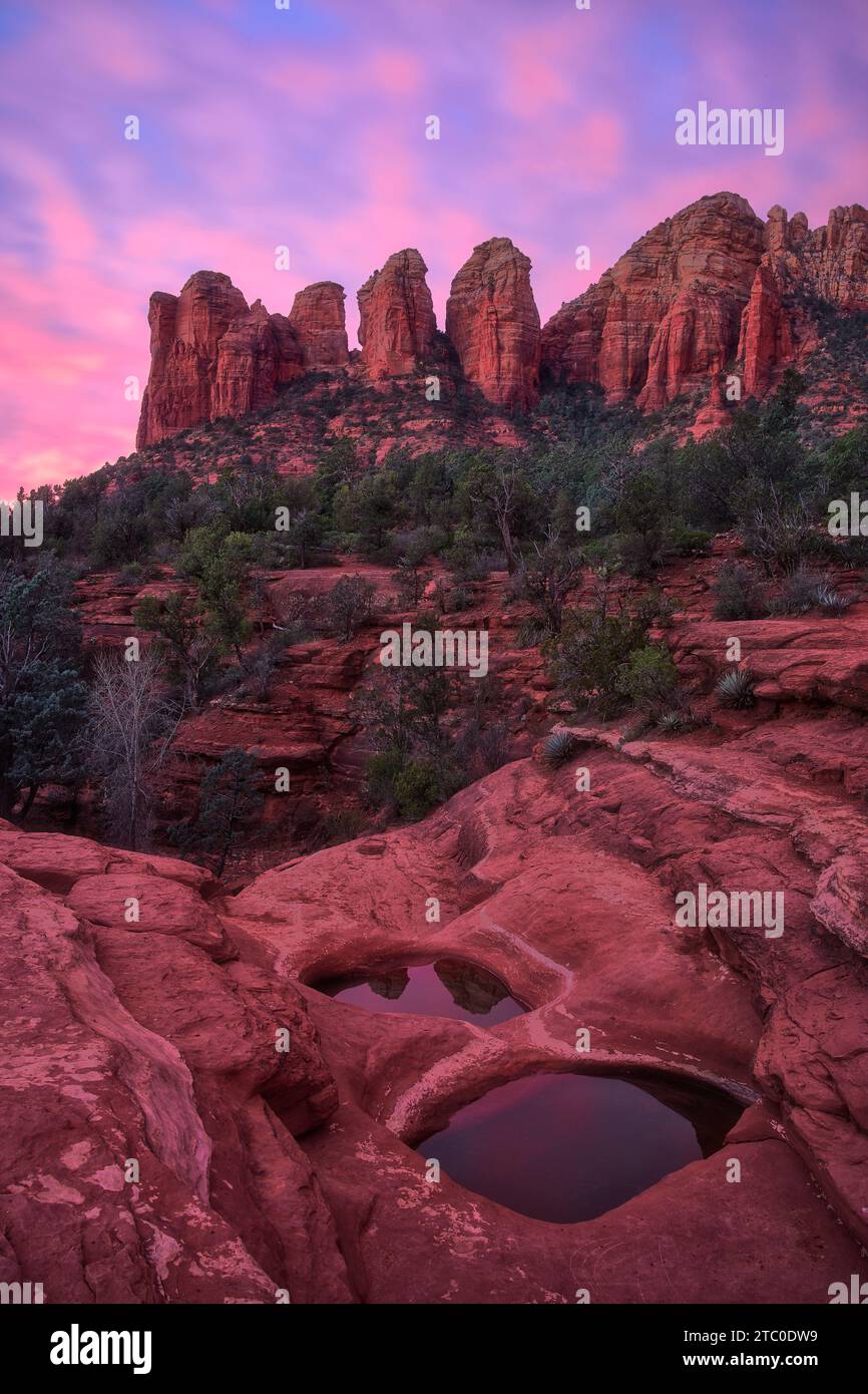 A stunning outdoor landscape of Coffee Pot Rock in Sedona, Arizona