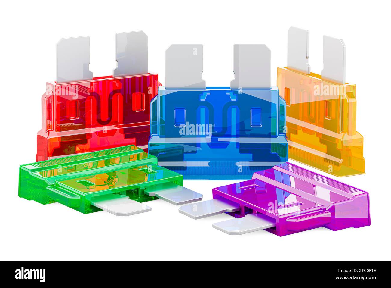 Car Blade Fuses, mini size replacement fuses for vehicles. 3D rendering