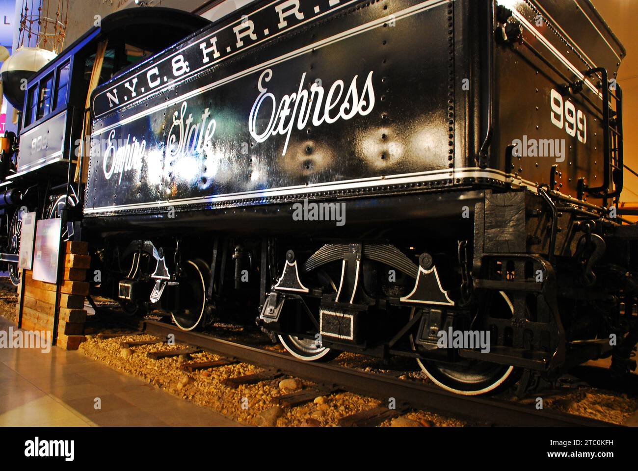 The Empire Express, a steam locomotive, stands in the Chicago Museum of Science and Industry Stock Photo