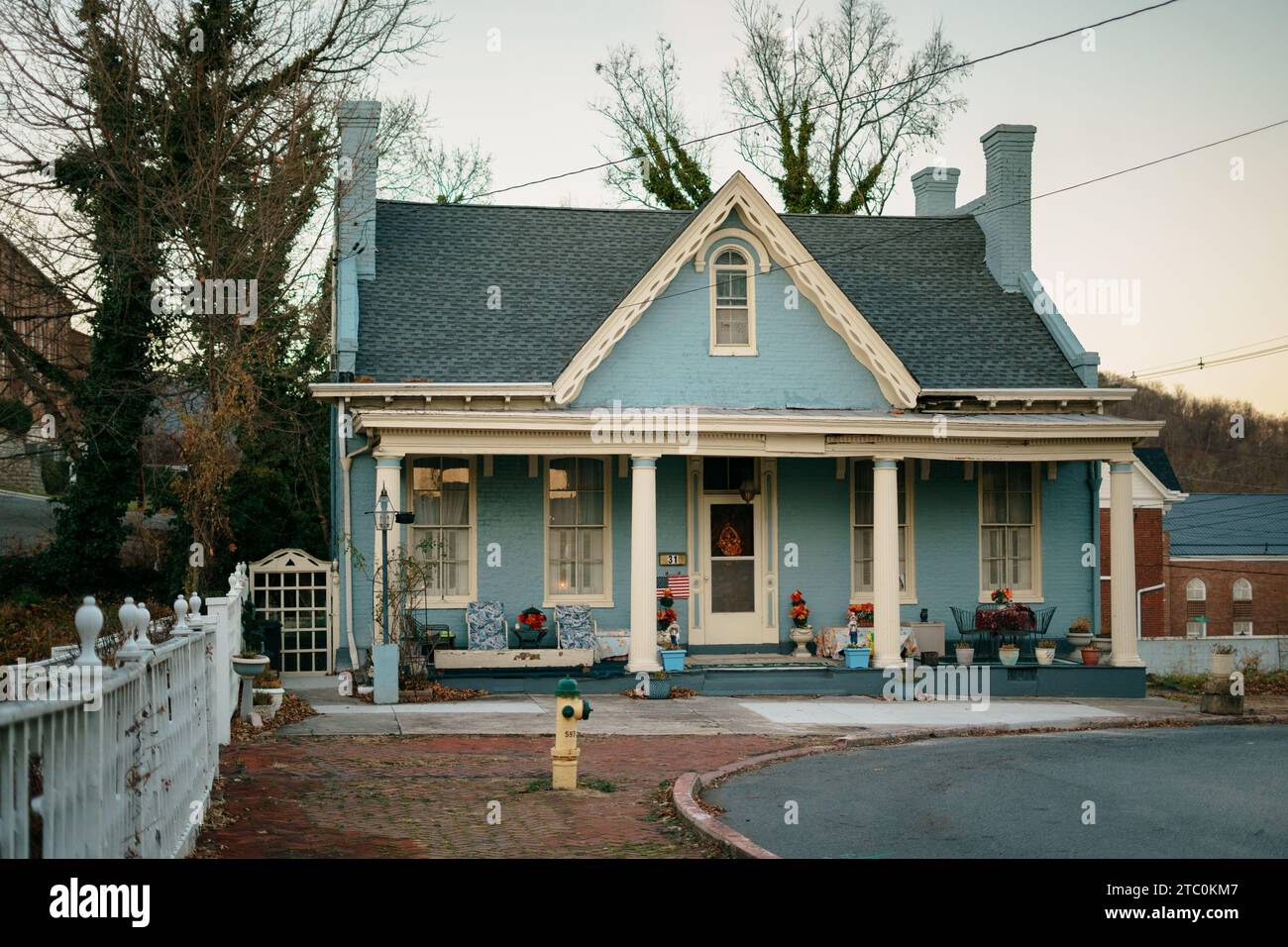 A blue house in Cumberland, Maryland Stock Photo