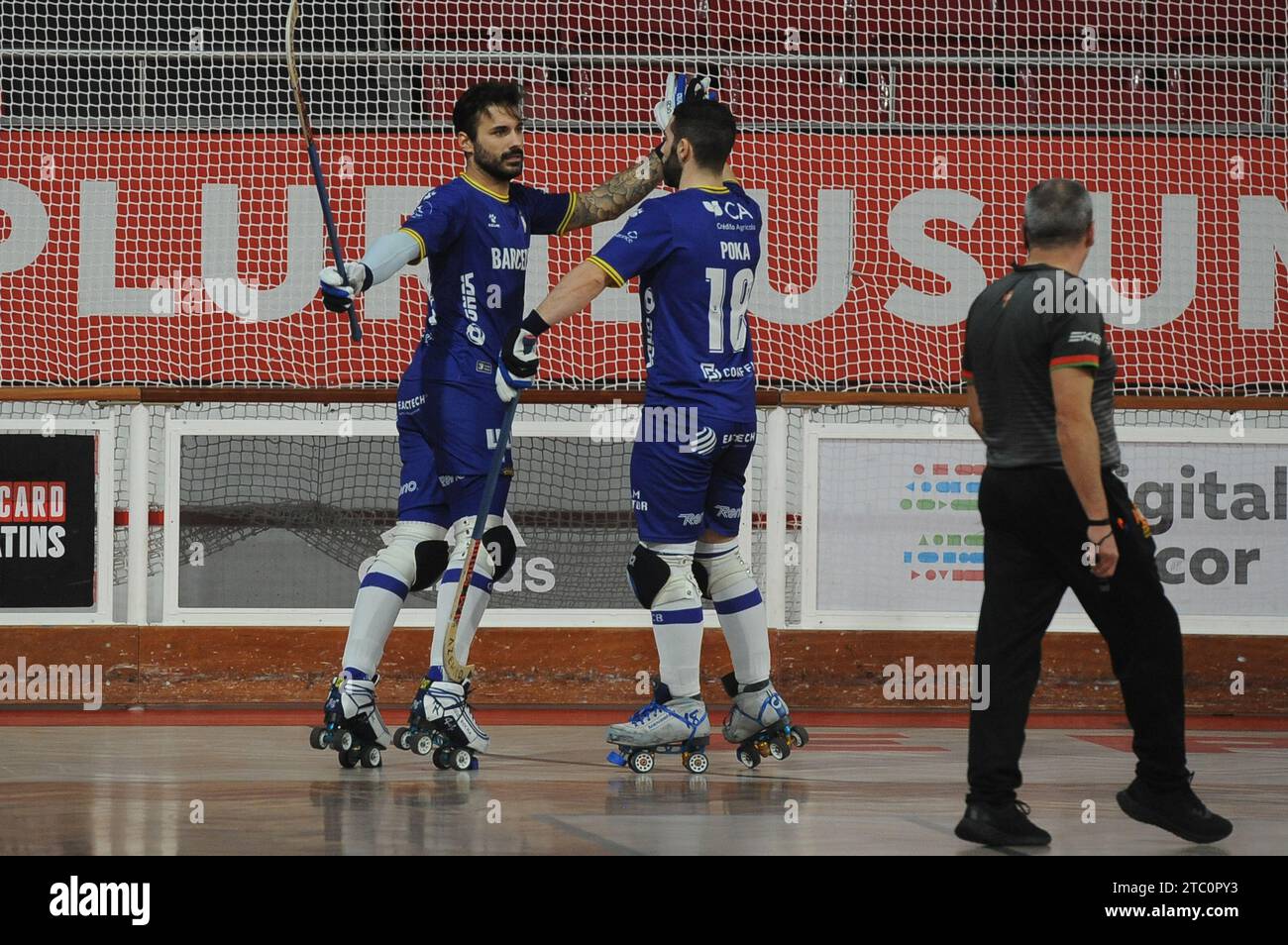 Lisbon, 12/09/2023 - SL Benfica hosted Oquei Clube de Barcelos this afternoon at the Pavilhão da Luz in Lisbon, in a game for the 11th round of the National Roller Hockey Championship of the 2023/24 season. Miguel Rocha (Álvaro Isidoro/Global Imagens) Credit: Atlantico Press/Alamy Live News Stock Photo