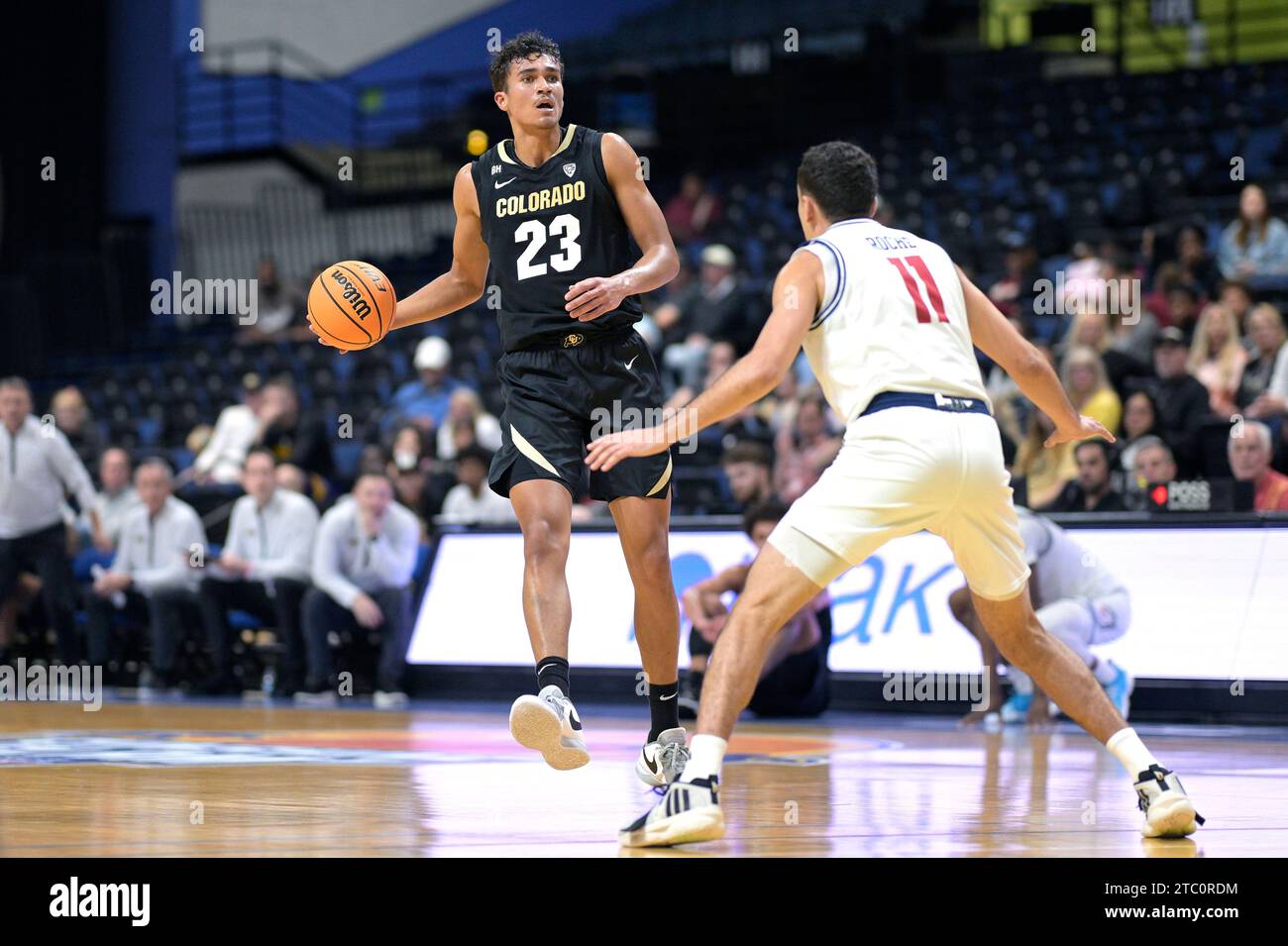 Colorado forward Tristan da Silva (23) sets up a play in front of