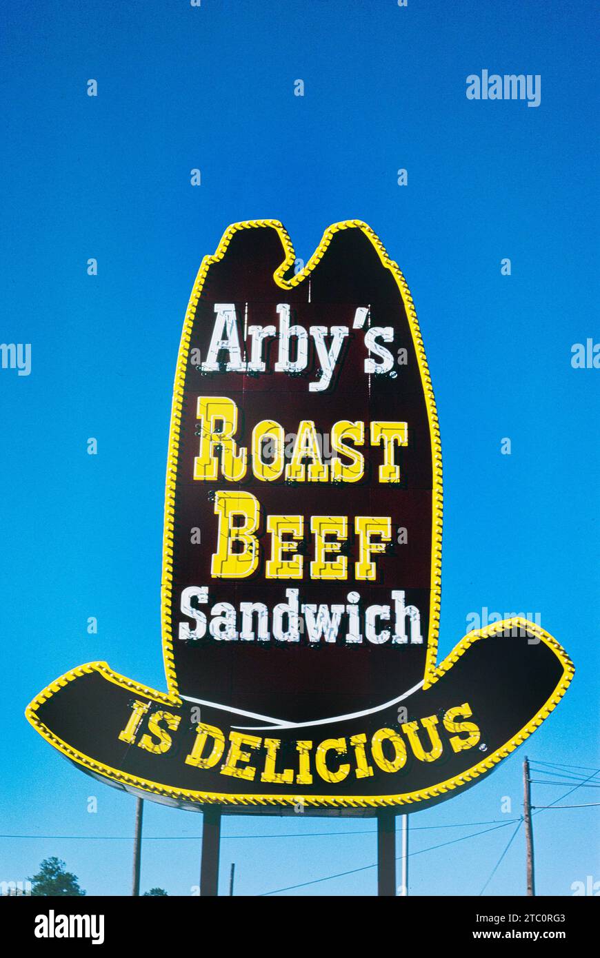 Arby's fast food restaurant sign, Route 11, Birmingham, Alabama, USA, John Margolies Roadside America Photograph Archive, 1980 Stock Photo