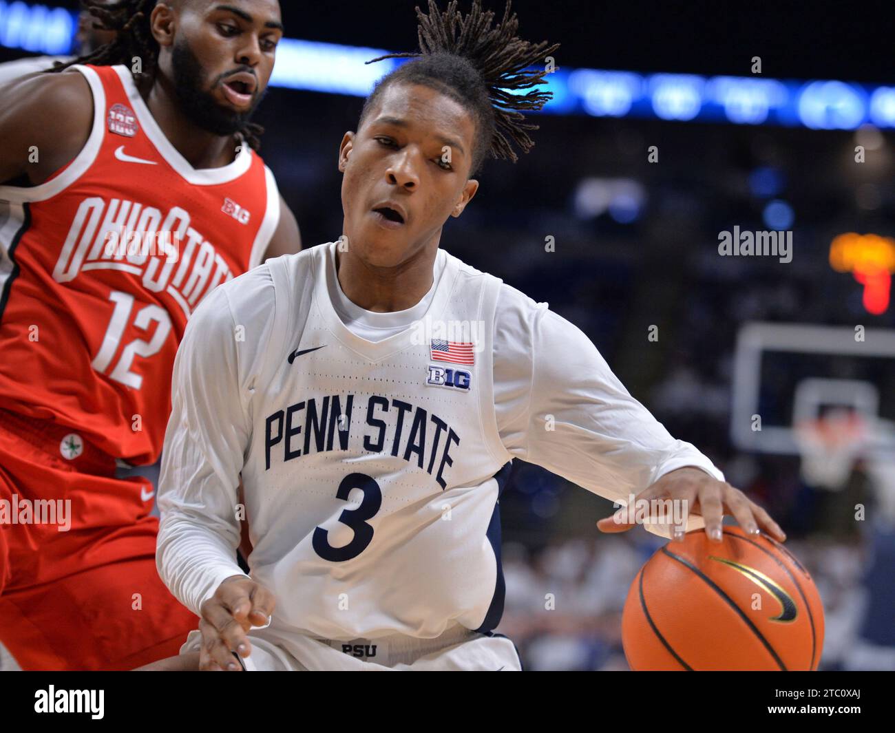 Penn State's Nick Kern Jr. (3) is defended by Ohio State's Evan