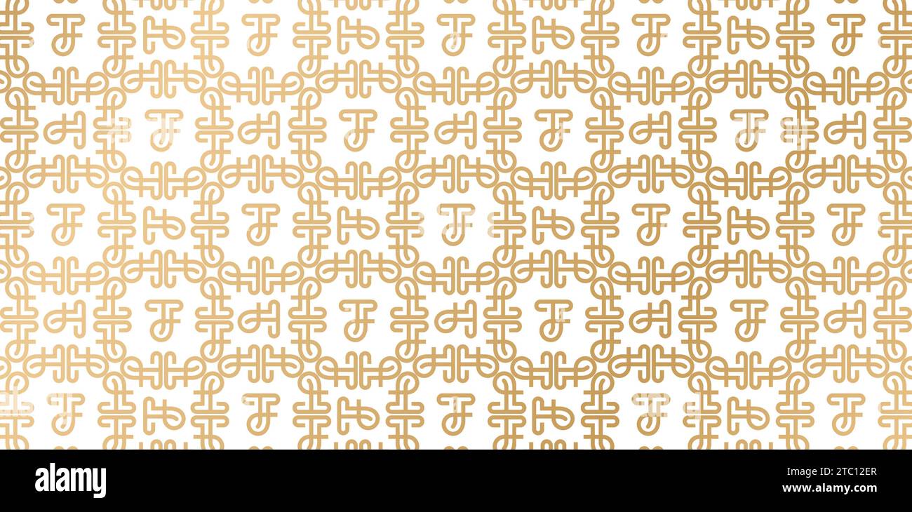 Vector illustration tf monogram Seamless patterns golden colors isolated backgrounds for textile wallpaper, books cover, Digital interface Stock Vector