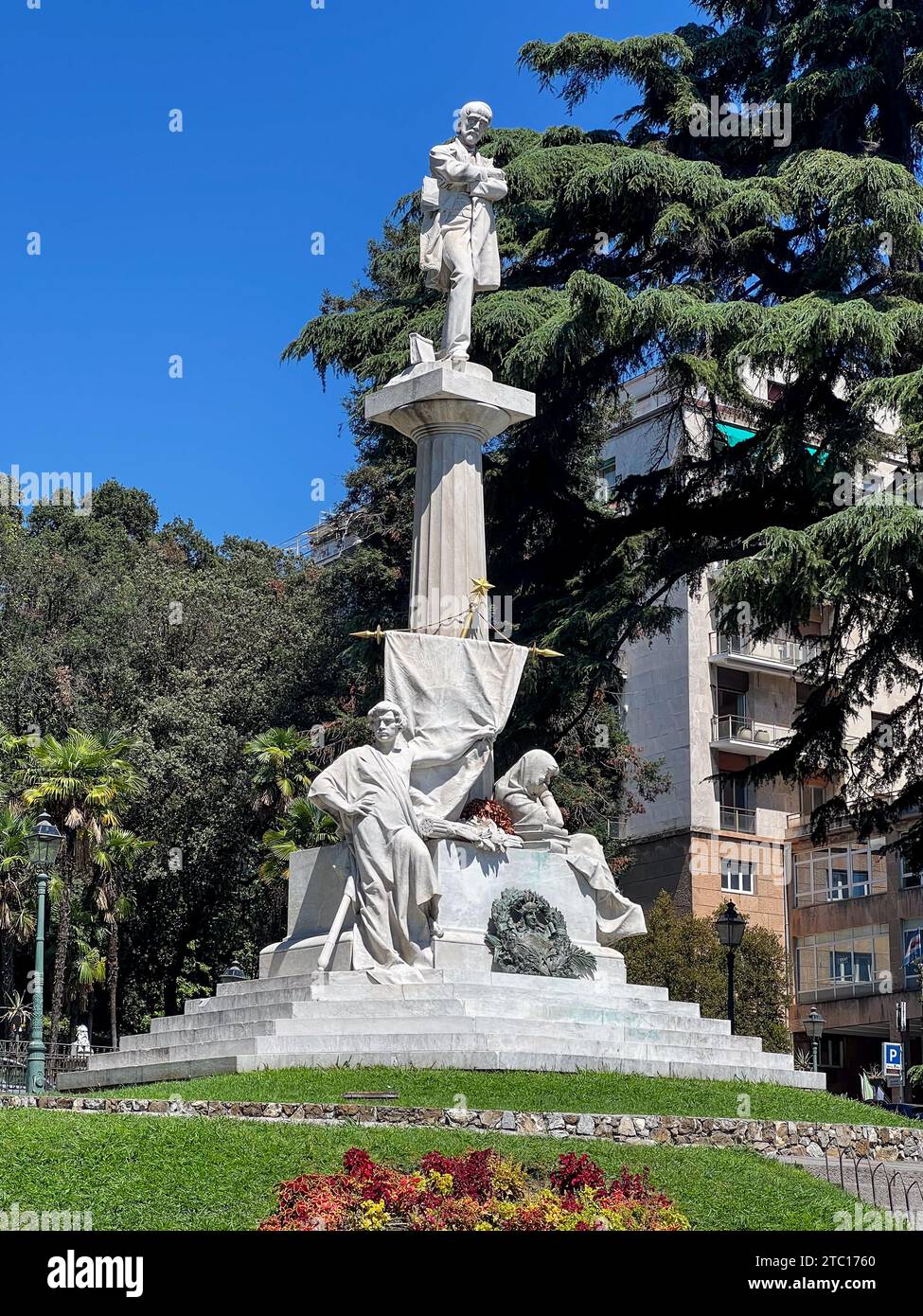 Genoa, Italy - Aug 1, 2022: Monument a Giuseppe Mazzini (1805-1872). Sculptor - Pietro Costa (1849 - 1901). Stock Photo