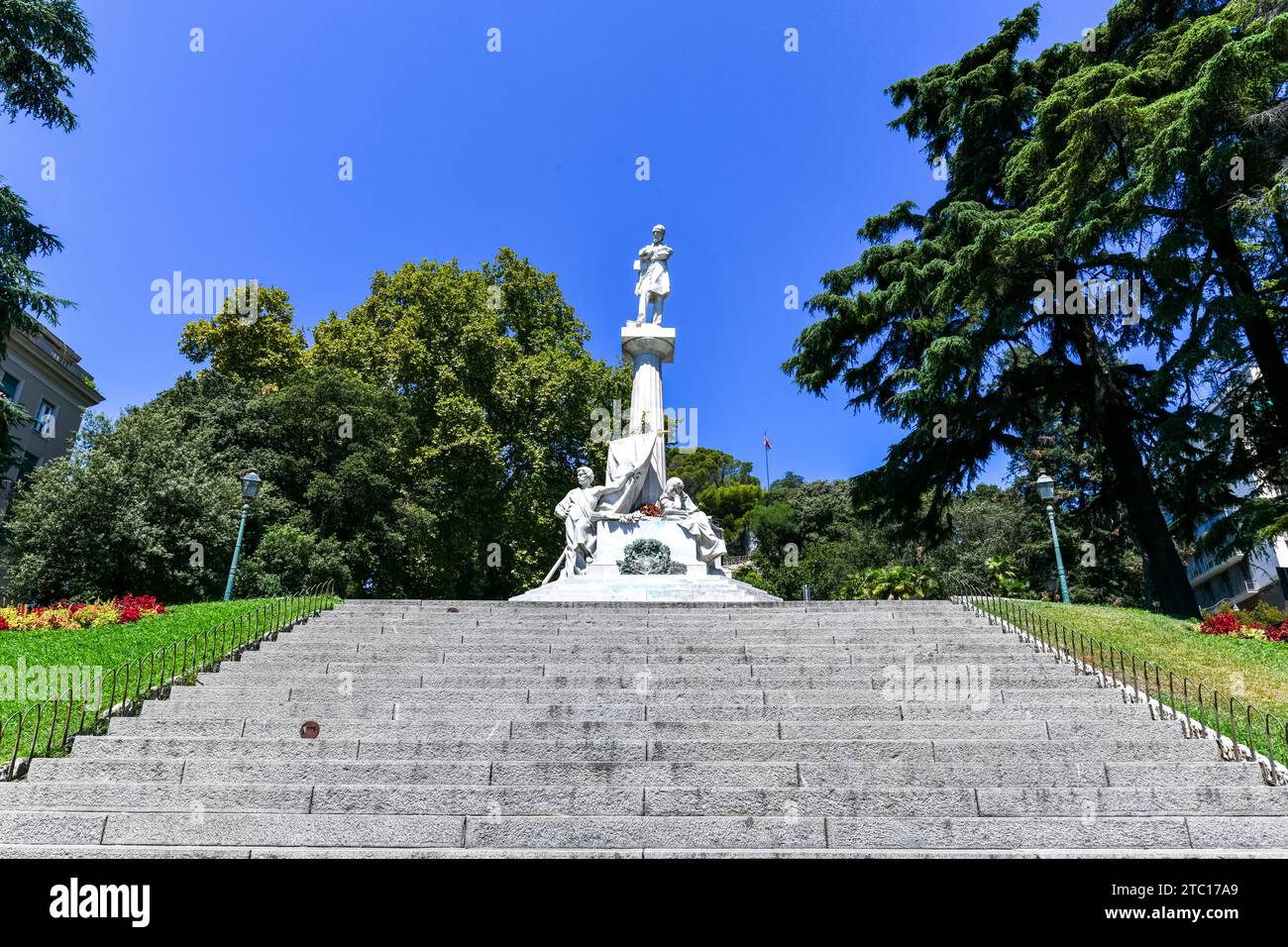 Genoa, Italy - Aug 1, 2022: Monument a Giuseppe Mazzini (1805-1872). Sculptor - Pietro Costa (1849 - 1901). Stock Photo