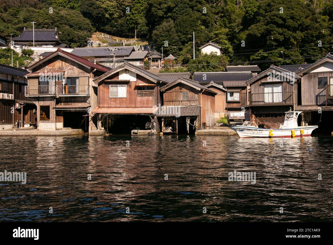 Funaya Beautiful fishing village of Ine in the north of Kyoto. Funaya or boat ...