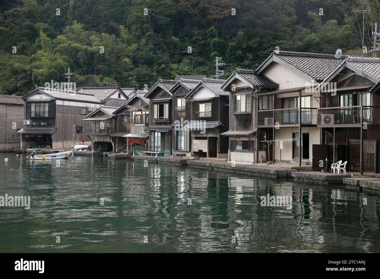 Funaya Beautiful fishing village of Ine in the north of Kyoto. Funaya or boat ...