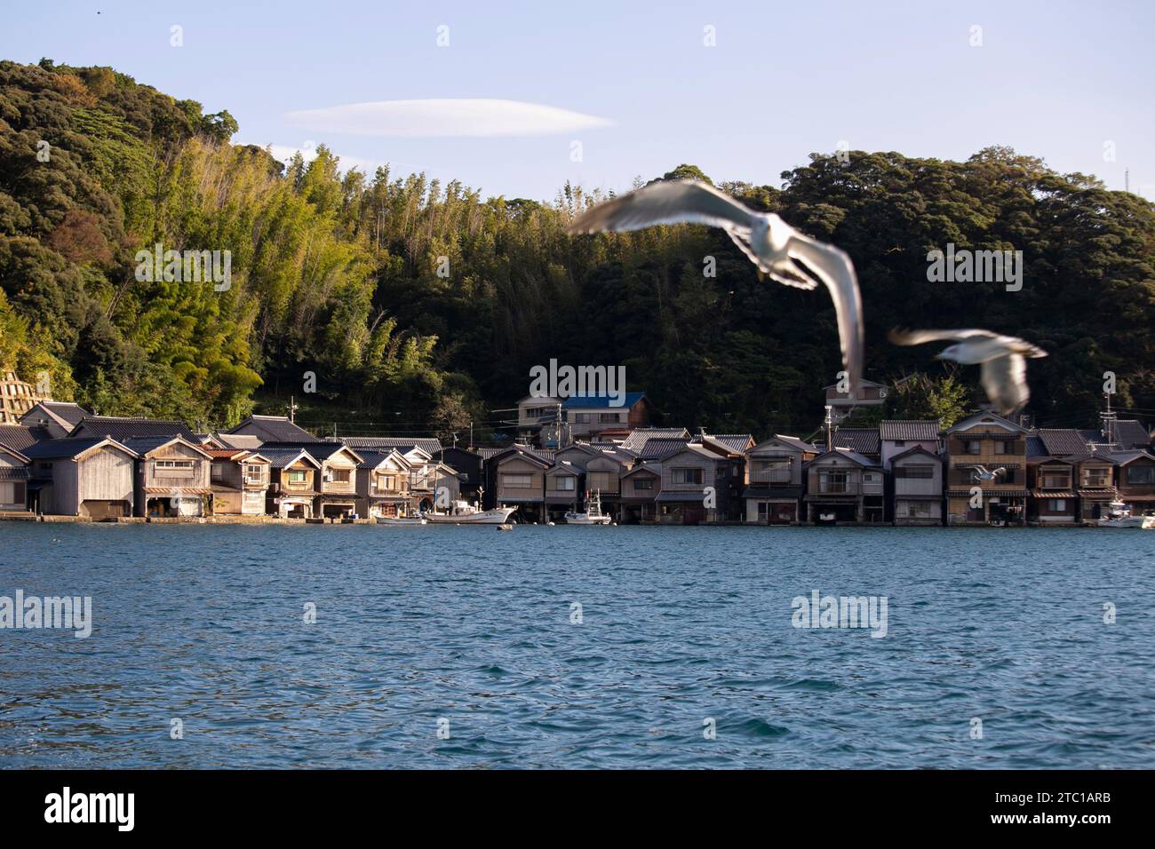 Funaya Beautiful fishing village of Ine in the north of Kyoto. Funaya or boat ...