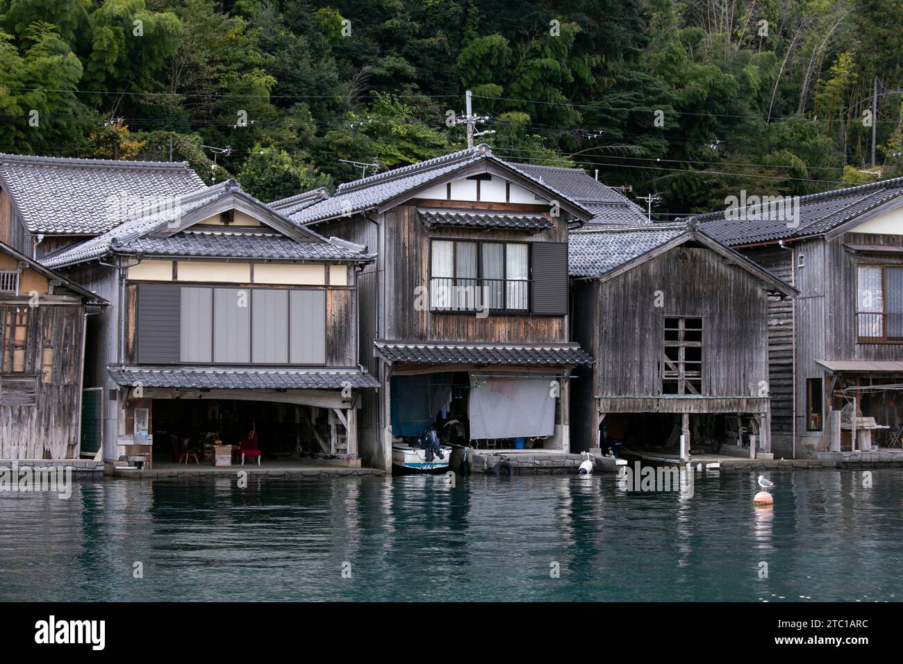 Funaya Beautiful fishing village of Ine in the north of Kyoto. Funaya or boat ...