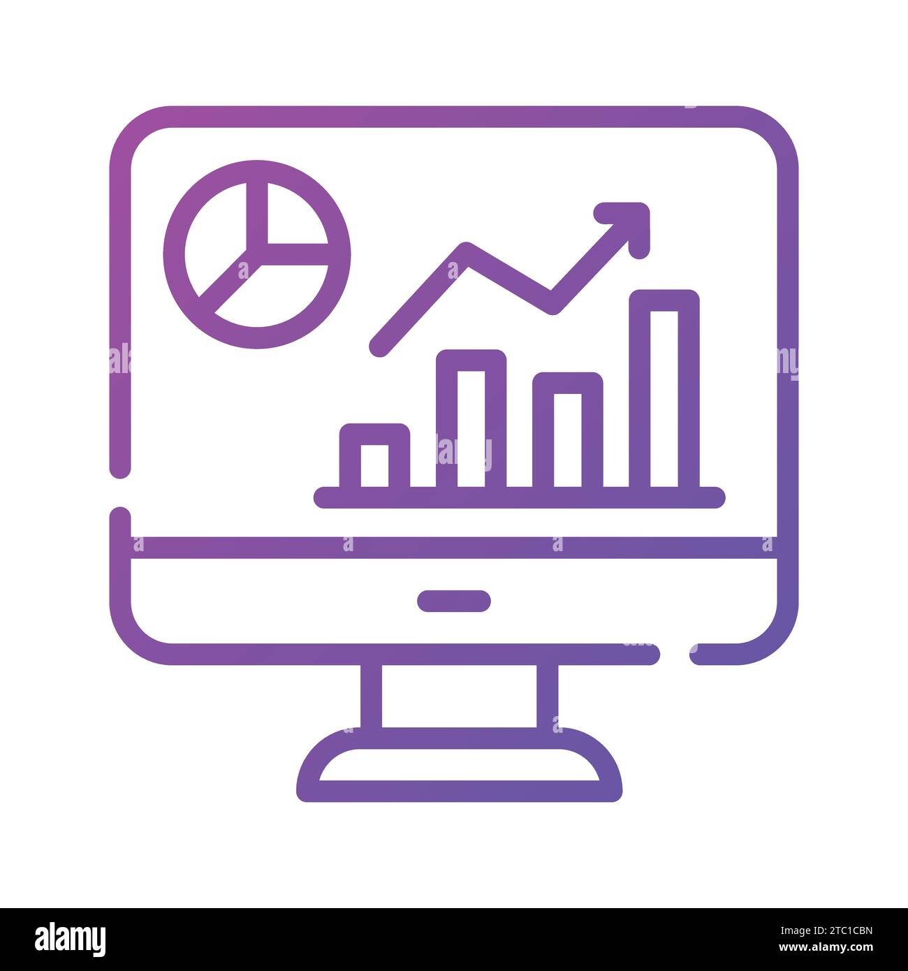 Data chart on lcd display showing vector of market analysis in modern style. Stock Vector
