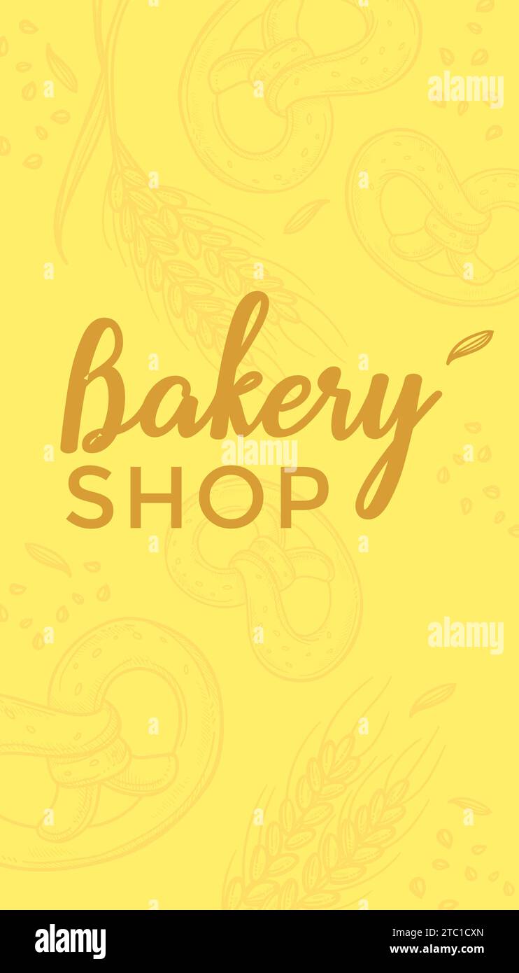 Bakery shop, banner with pastry and fresh wheat Stock Vector Image ...