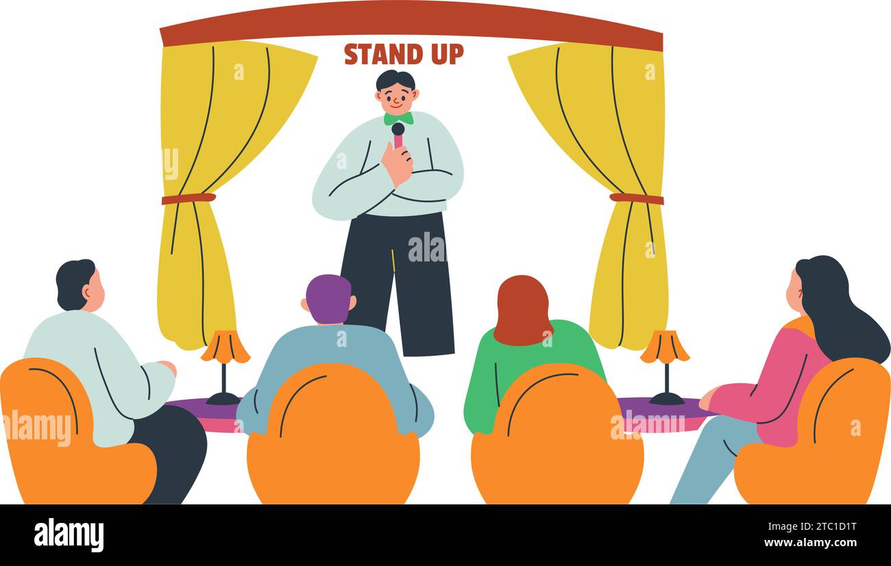 Stand up comedian show in pub or club vectors Stock Vector