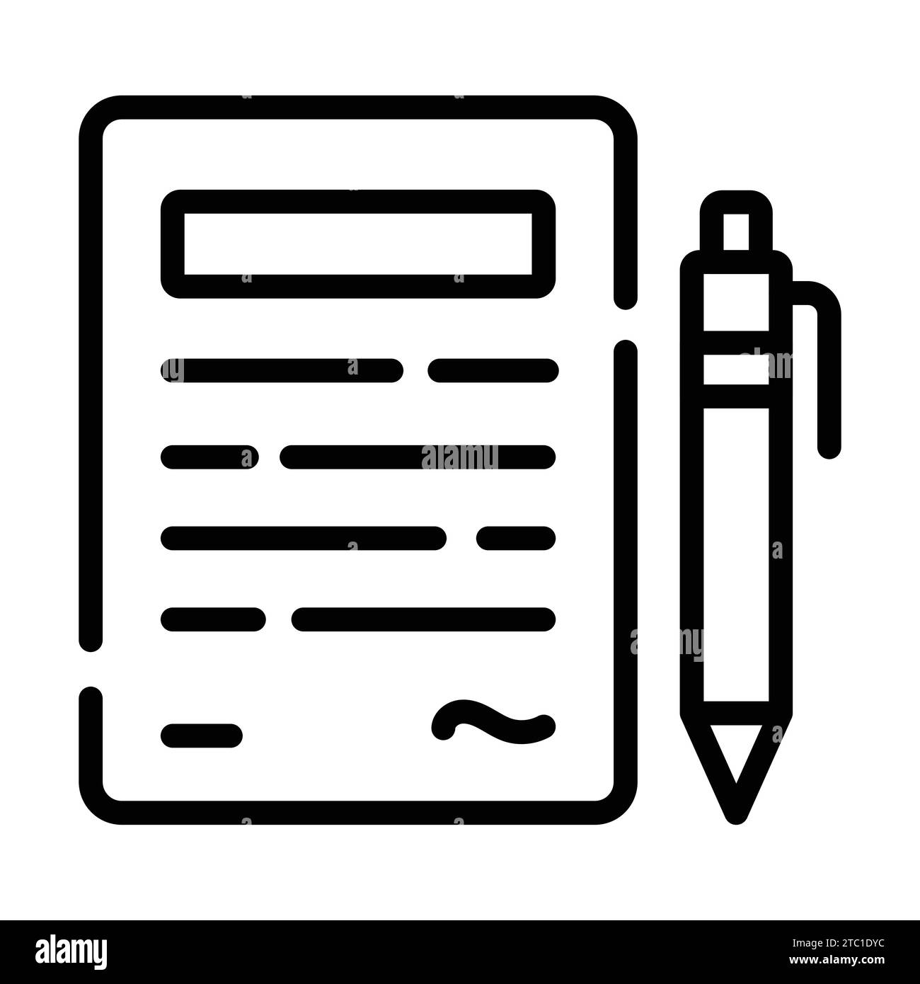 Paper with pen denoting contract icon in trendy style, ready to use vector. Stock Vector