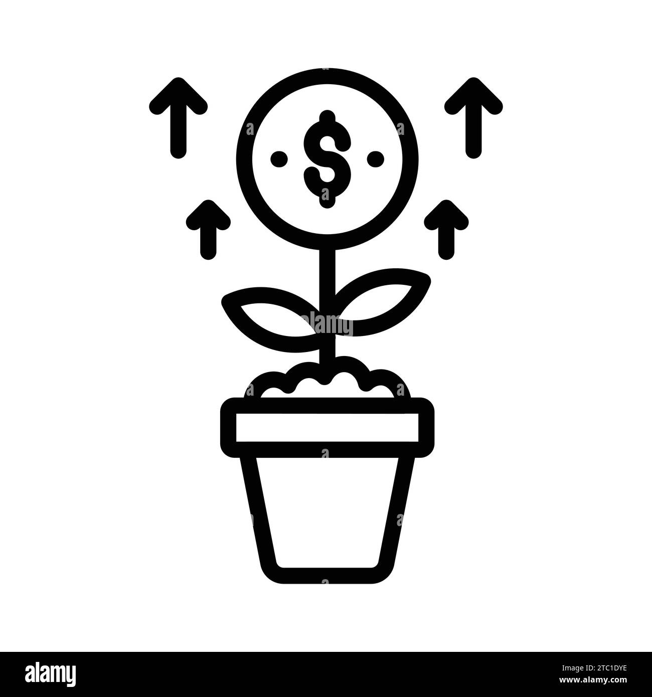 Grab this carefully crafted money plant vector, icon of business