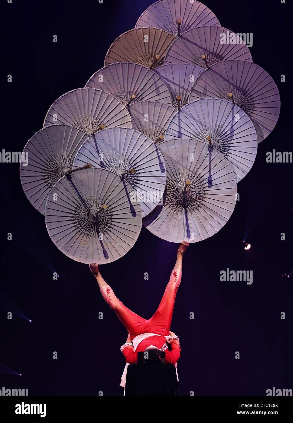 Paris, France. 8th Dec, 2023. A Chinese acrobat performs during the ...