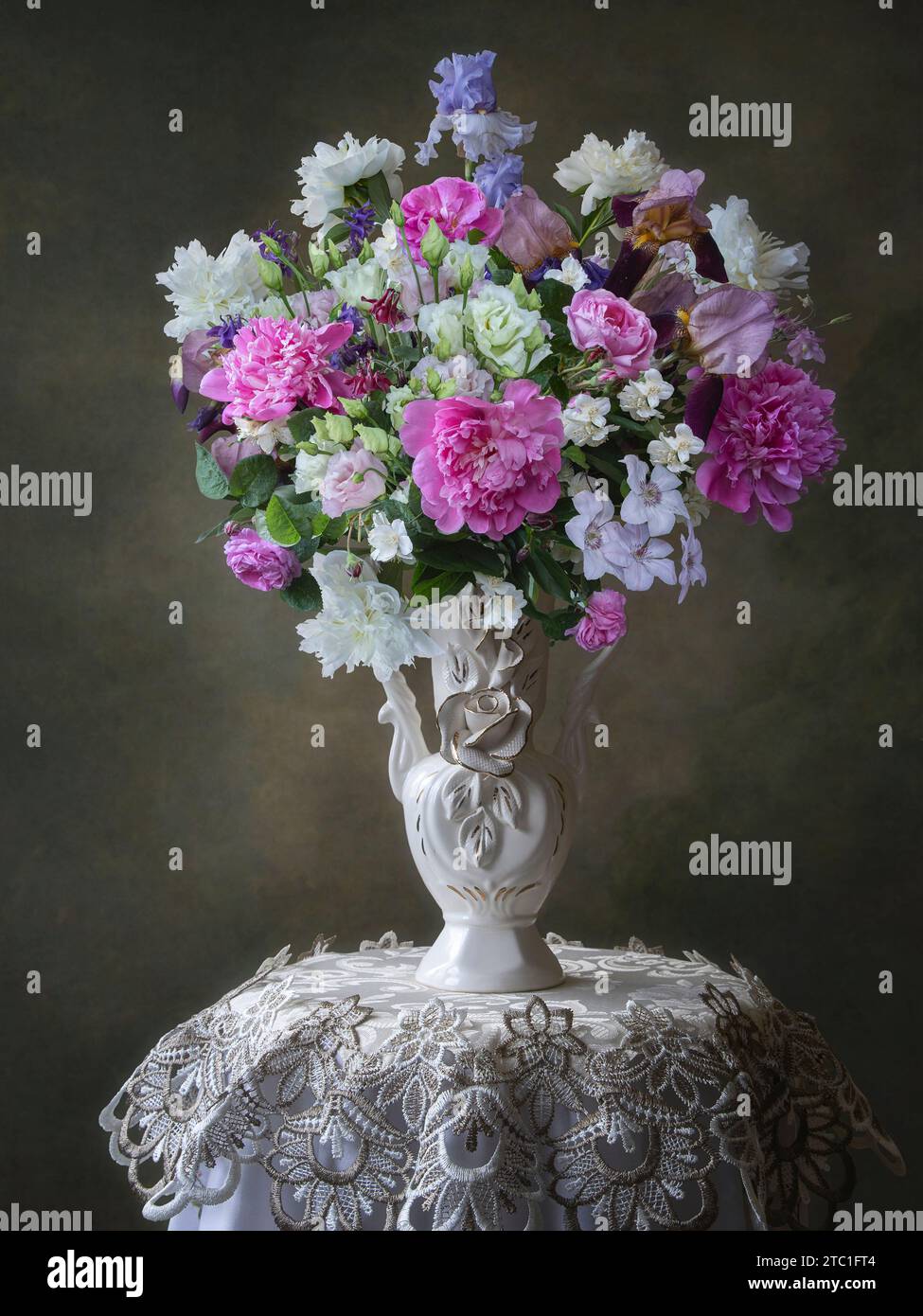 Still life with bouquet of garden flowers Stock Photo - Alamy