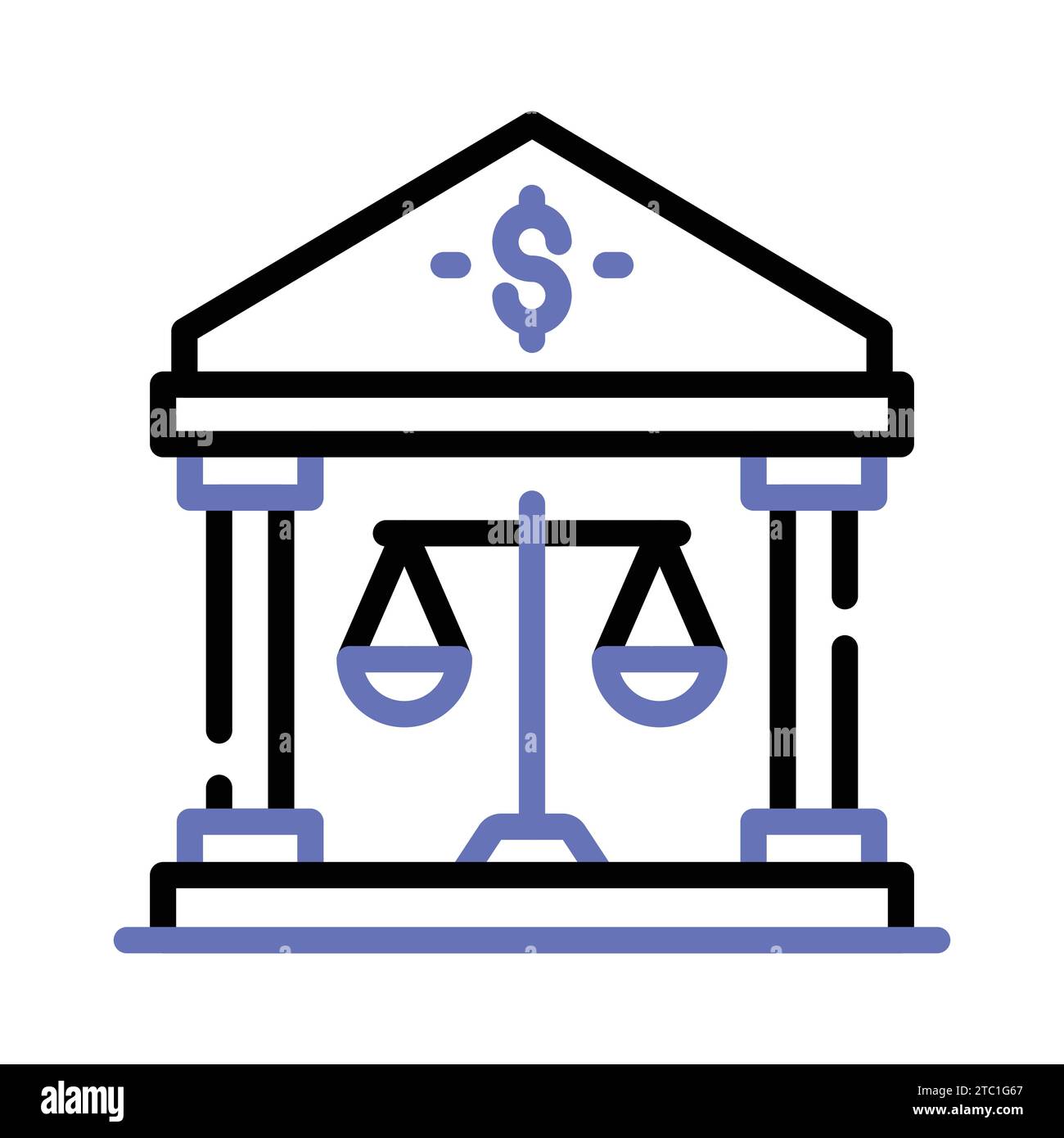 Balance scale with bank building showing banking law concept icon Stock ...