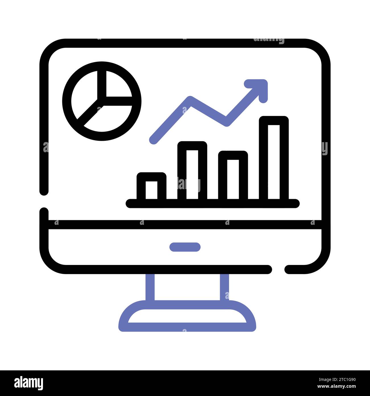 Data chart on lcd display showing vector of market analysis in modern style. Stock Vector