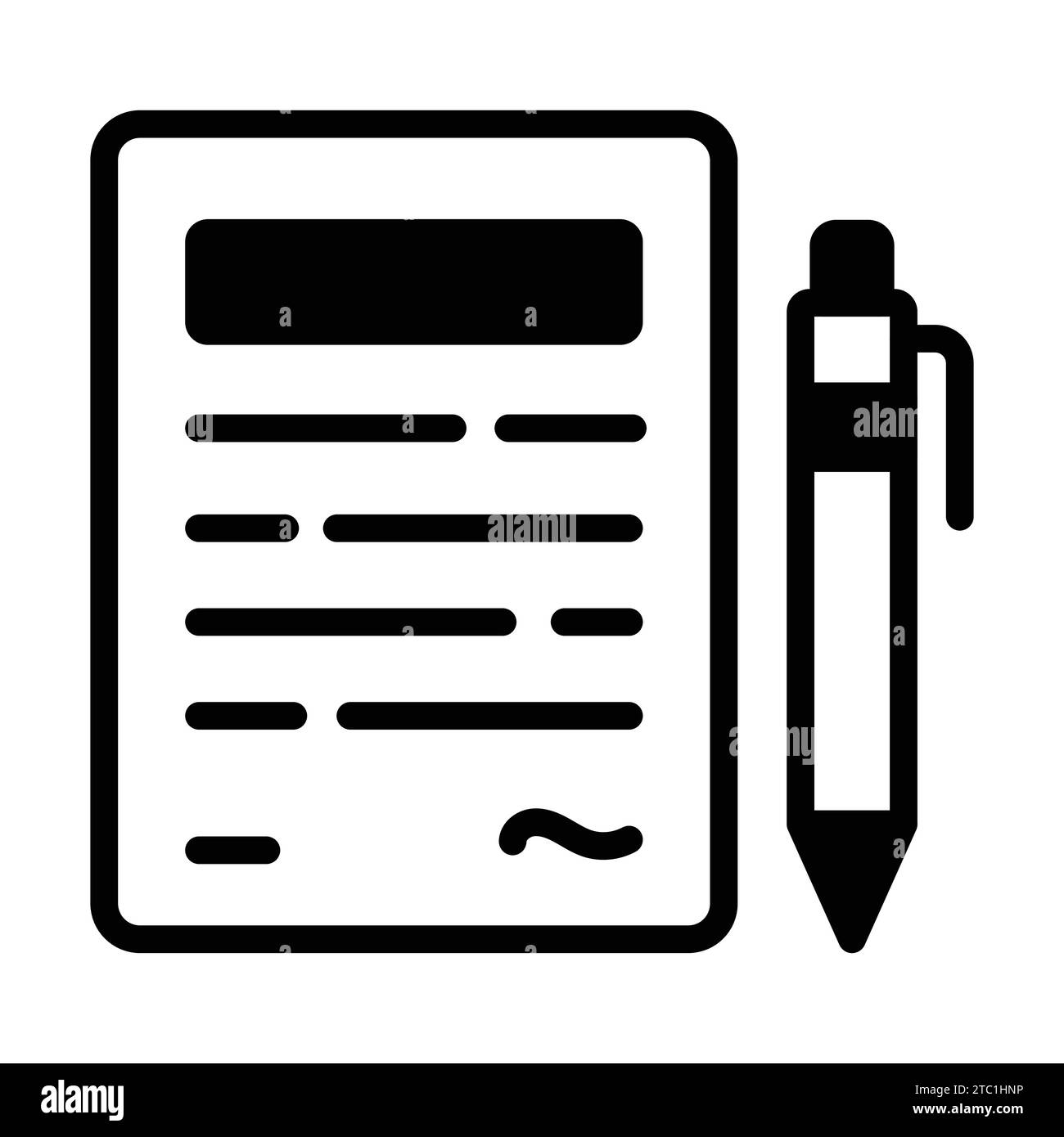 Paper with pen denoting contract icon in trendy style, ready to use vector. Stock Vector