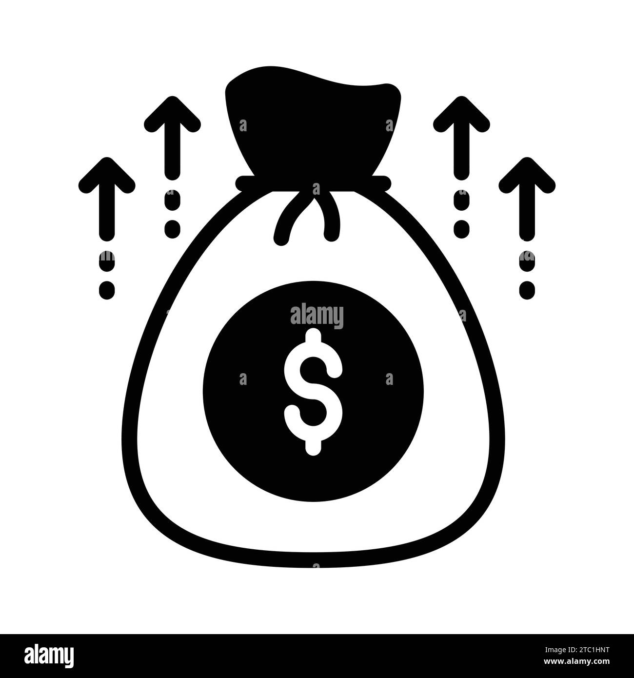 Dollar sack with upward arrows denoting provident fund icon, premium vector. Stock Vector