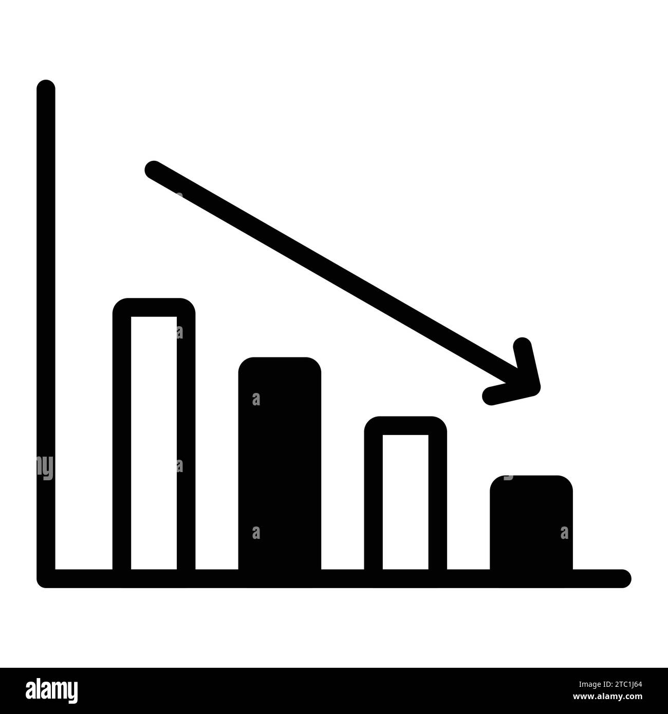 Decrease chart icon design in modern style, isolated on white ...