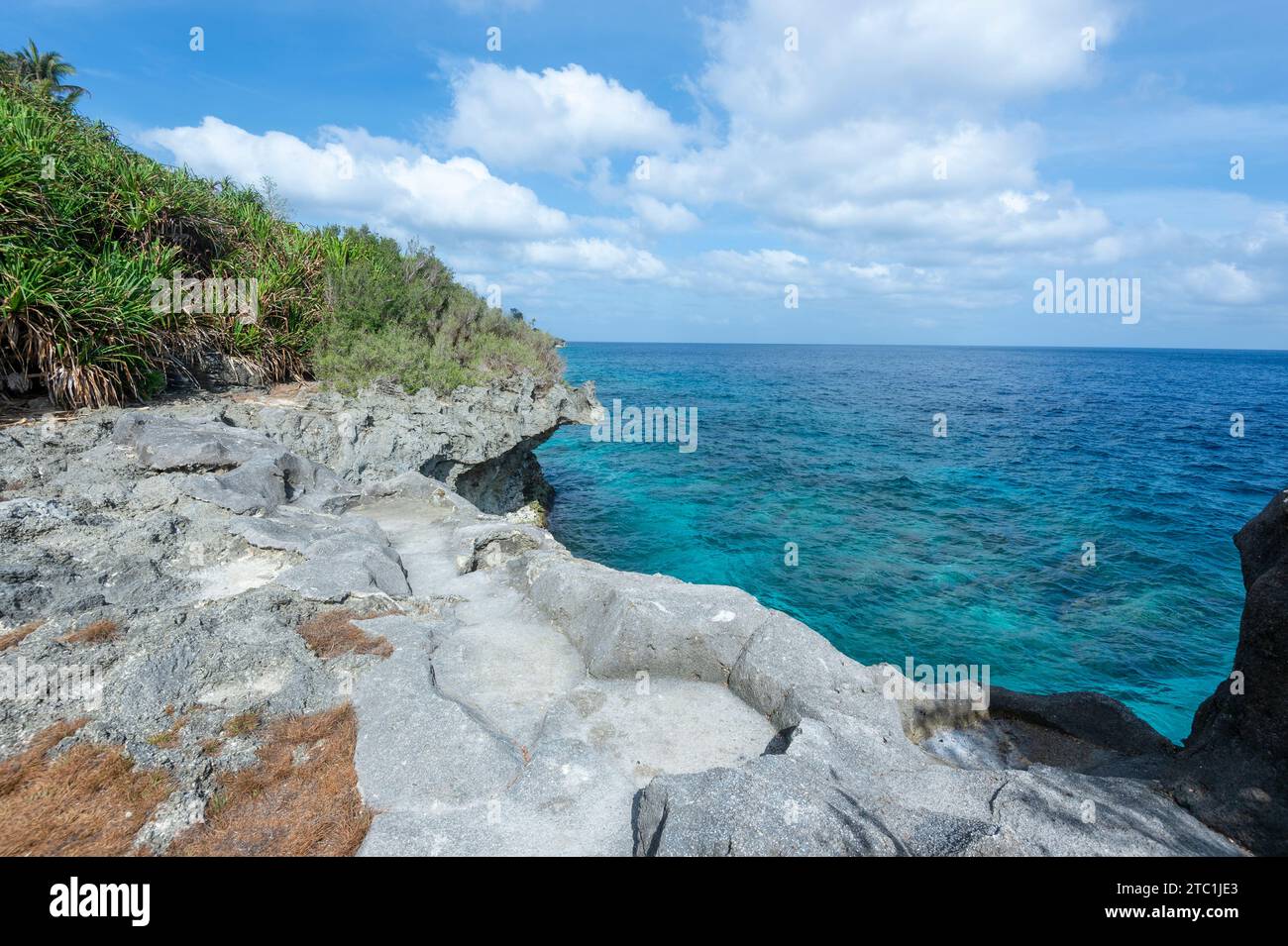 Scenic view of the rugged coastline of Christmas Island, Australia Stock Photo