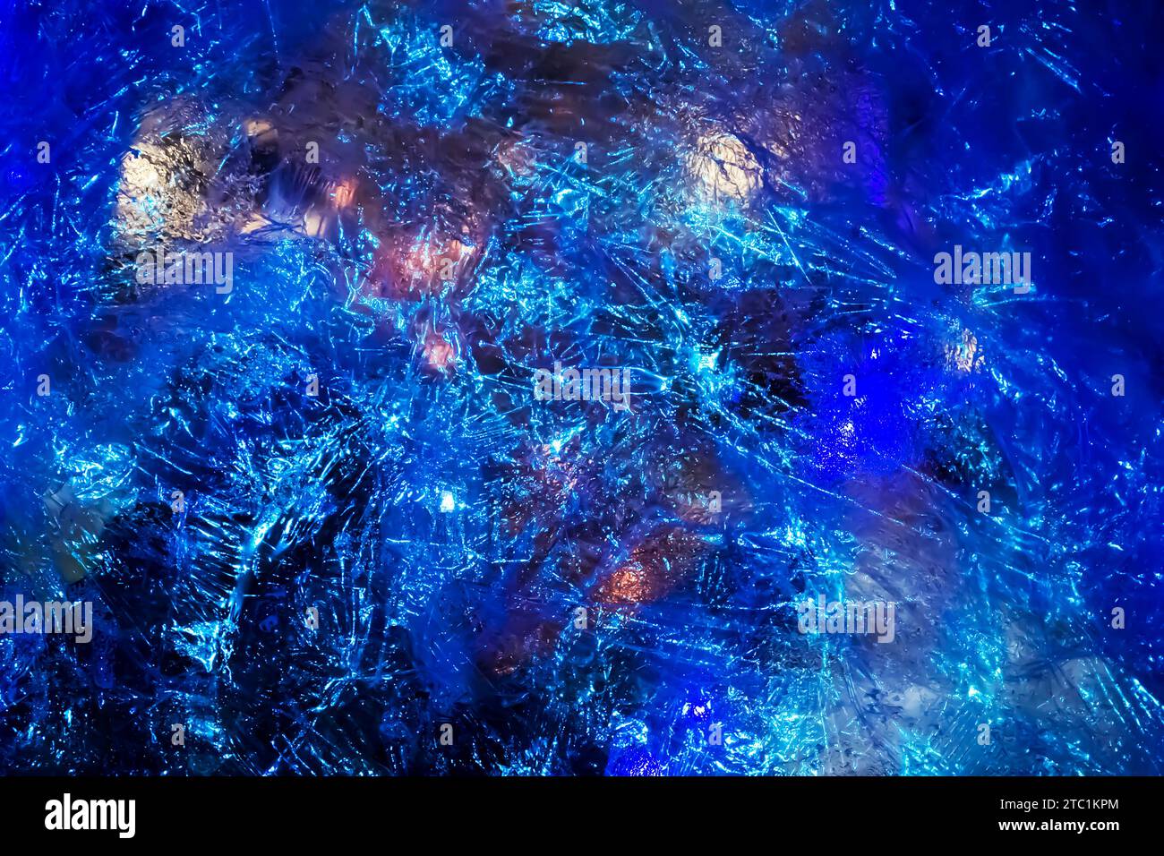 magical winter background with snow, snowflakes and soft bokeh lights ...