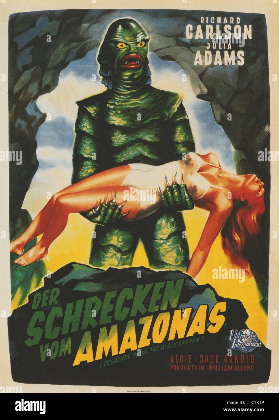 Creature From The Black Lagoon Universal 1954 Richard Carlson, Julia Adams German Film Poster, Art By Bruno Rehak Stock Photo
