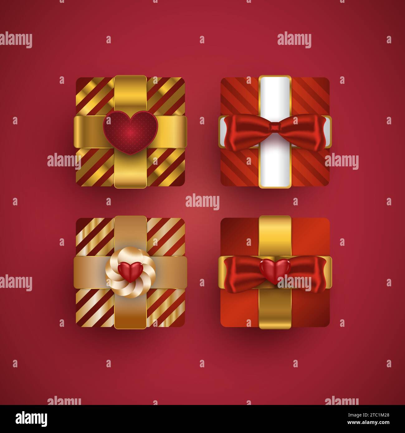 Set of Gifts box. Realistic luxury gift box for Valentine's day gifts