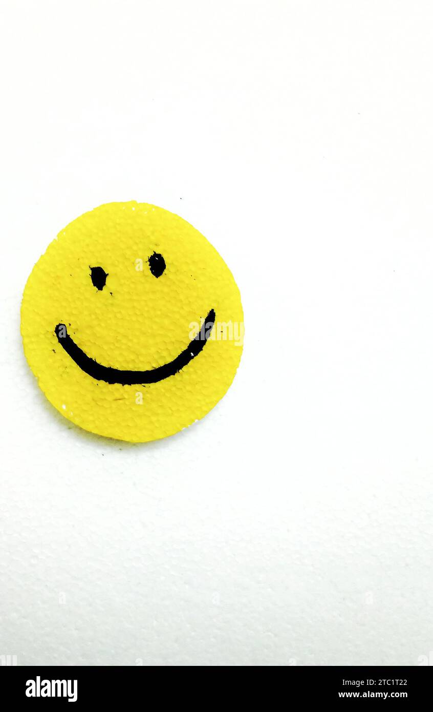 Crafted smiley face icons against white background. Happy, joy, smiling, positive vibes, together, fellowship, love and group of happy people concepts Stock Photo