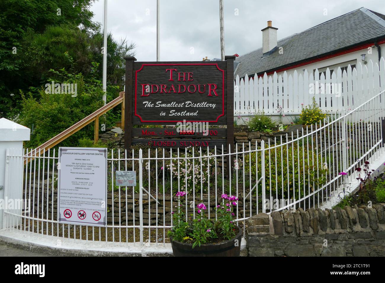 Pitlochry, Scotland - July 31 2016: Edradour distillery visitor centre Stock Photo