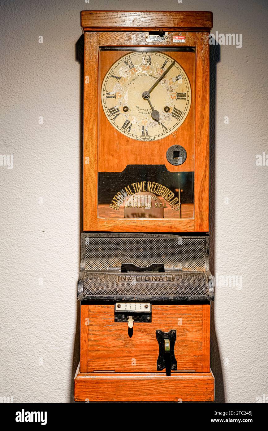 antique national time recorder large pendulum clock Stock Photo Alamy
