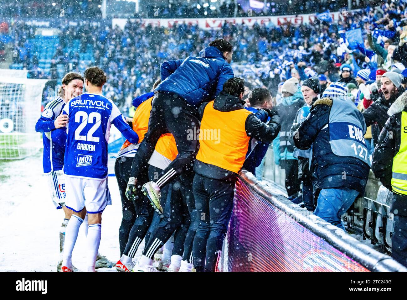 Oslo, Norway. 09th Dec, 2023. Fredrik Gulbrandsen (8) of Molde scores for 0-1 during the Norwegian Cup final 2023, the NM Menn final, between FK Bodoe/Glimt and Molde FK at Ullevaal Stadion in Oslo. (Photo Credit: Gonzales Photo/Alamy Live News Stock Photo