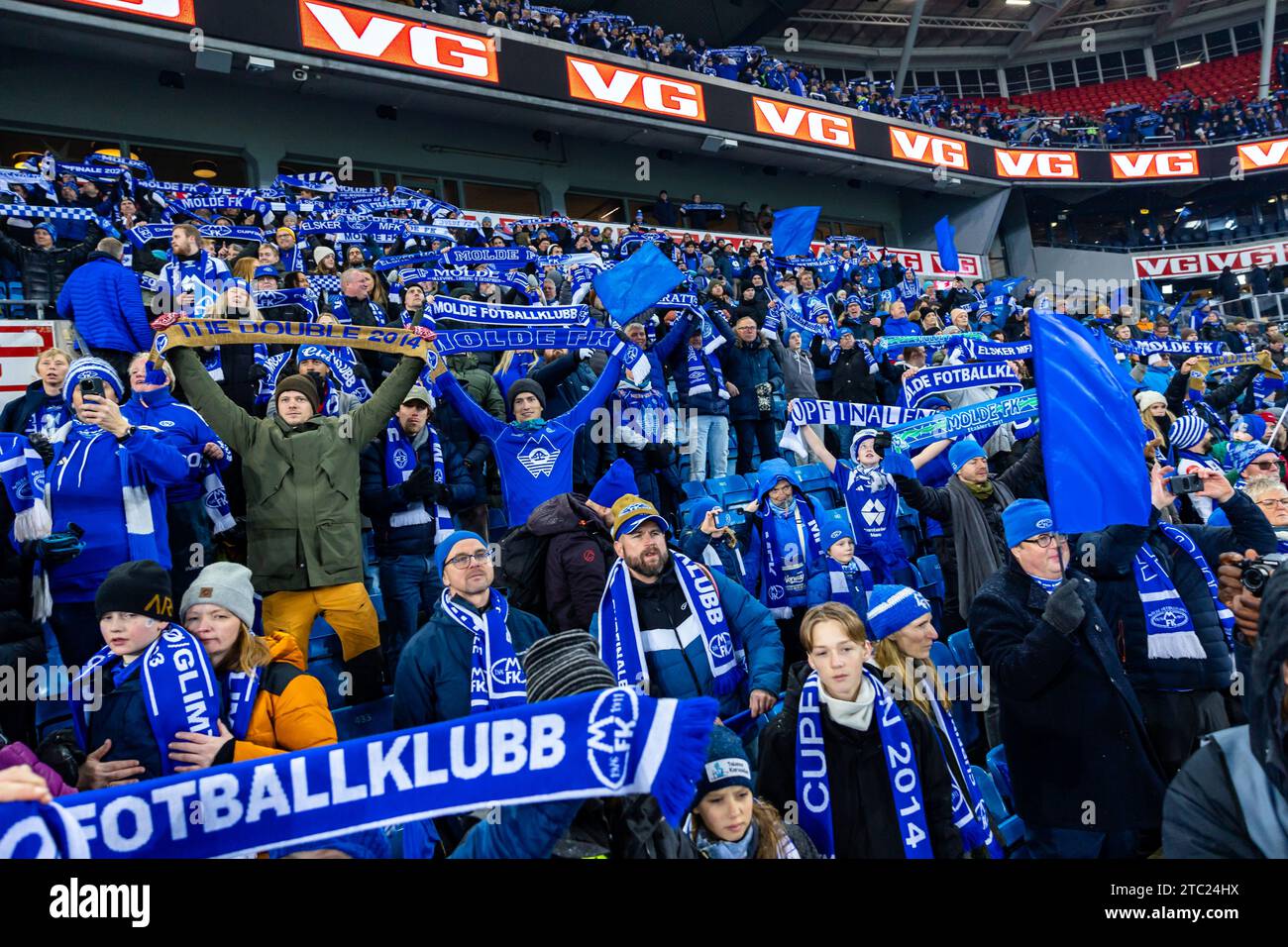 Oslo, Norway. 09th Dec, 2023. Football fans of Molde seen on the stands