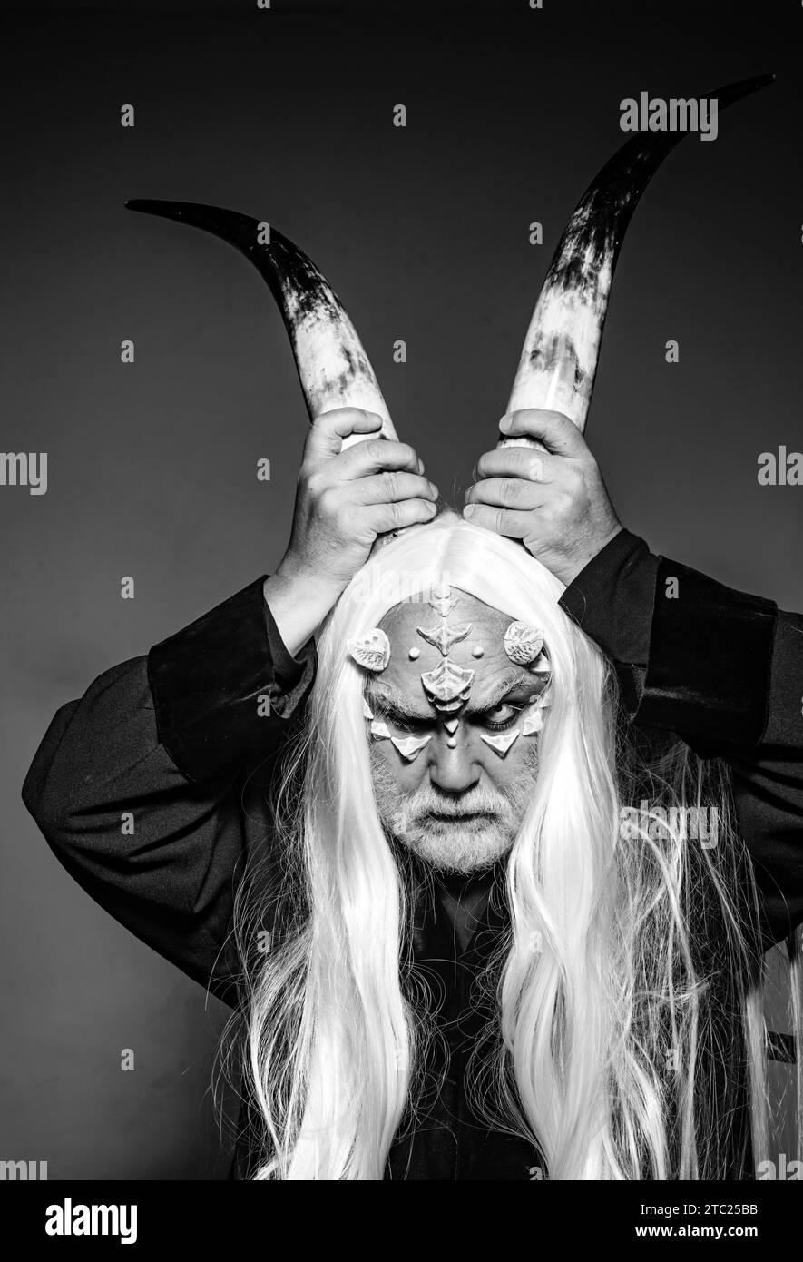 Horror and fantasy concept. Satan on Hell. Monster with sharp thorns