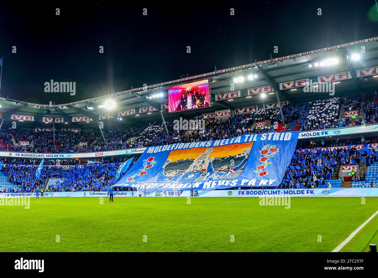 Oslo, Norway, 9th December 2023. Molde TIFO before the Norwegian Cup Final between Bodø/Glimt and Molde at Ullevål Stadium in Oslo   Credit: Frode Arnesen/Alamy Live News Stock Photo