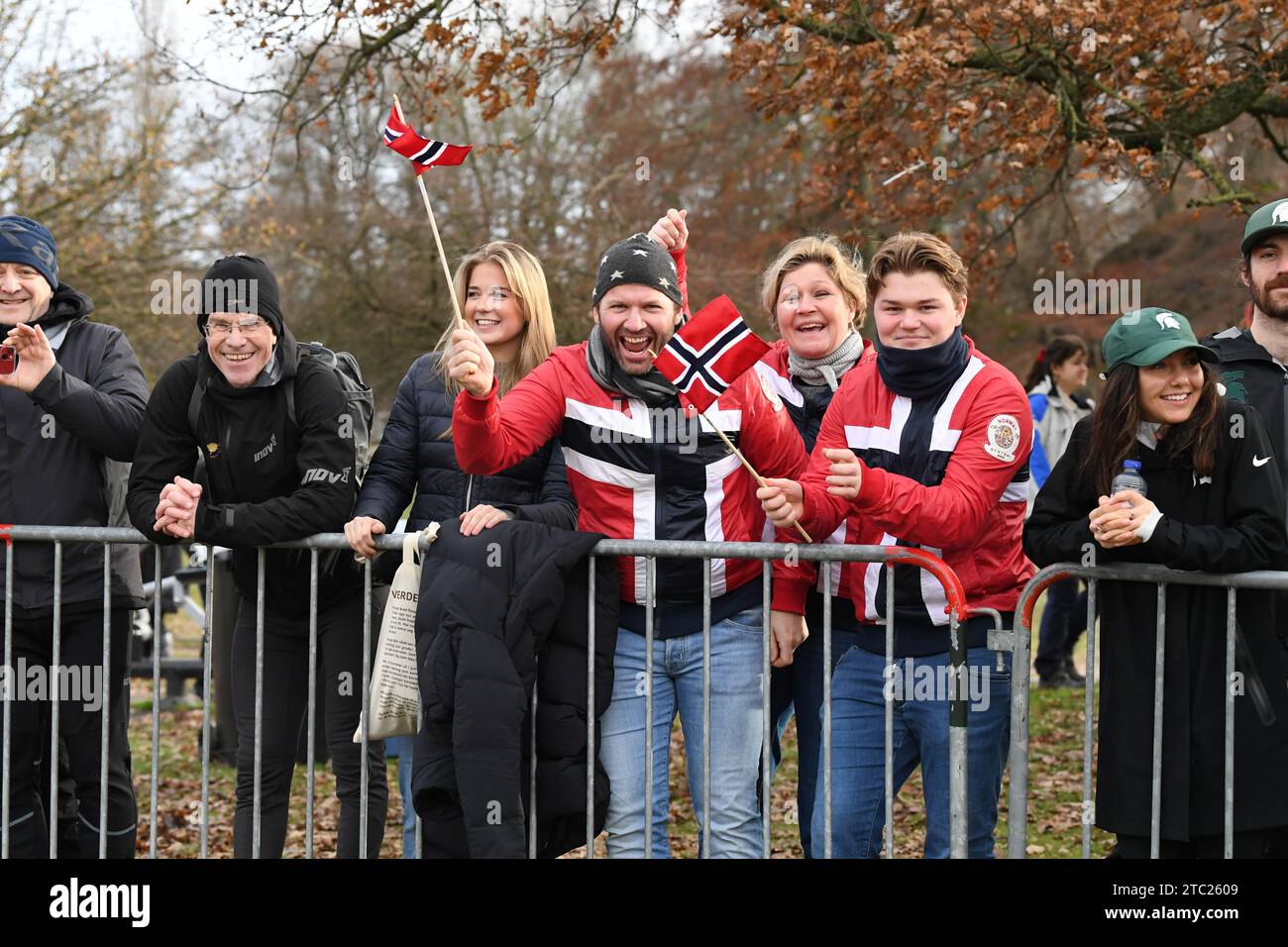 Brussels, Belgium. 10th Dec, 2023. Norwegian supporters attend the European Cross Country Championships in Brussels, Sunday 10 December 2023 BELGA PHOTO JILL DELSAUX Credit: Belga News Agency/Alamy Live News Stock Photo