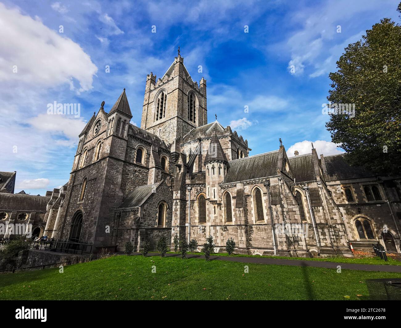 Exterior view of Christchurch Cathedral, in Dublin, Ireland, medieval church built in 11th century. Stock Photo