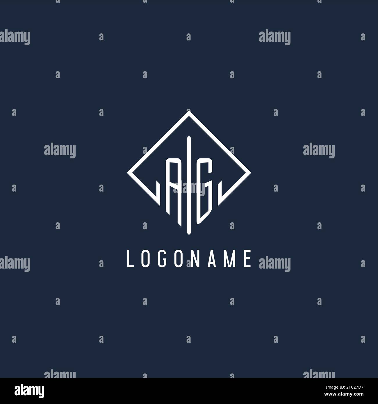 AG initial logo with luxury rectangle style design vector graphic Stock Vector