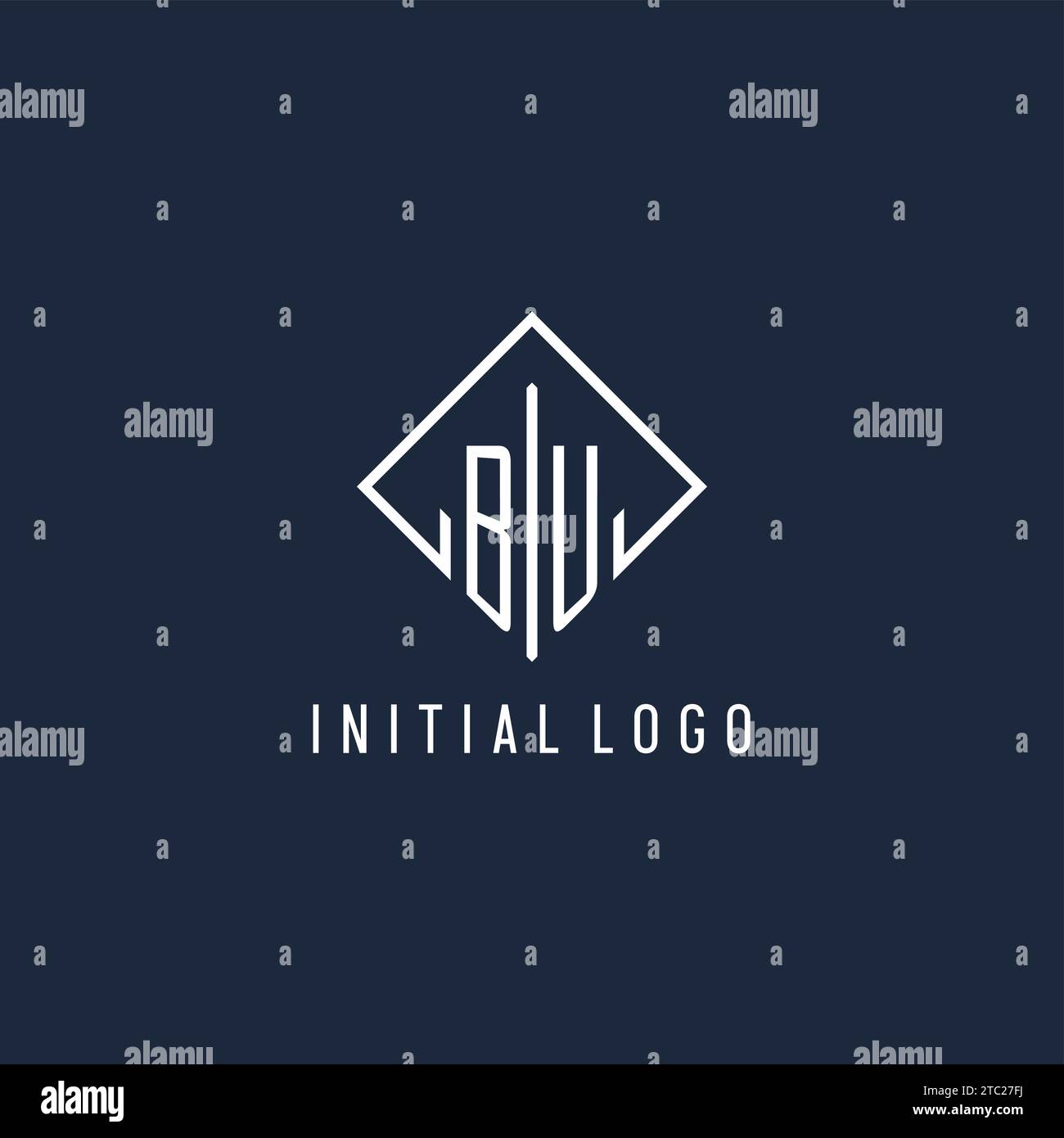 BU initial logo with luxury rectangle style design vector graphic Stock Vector