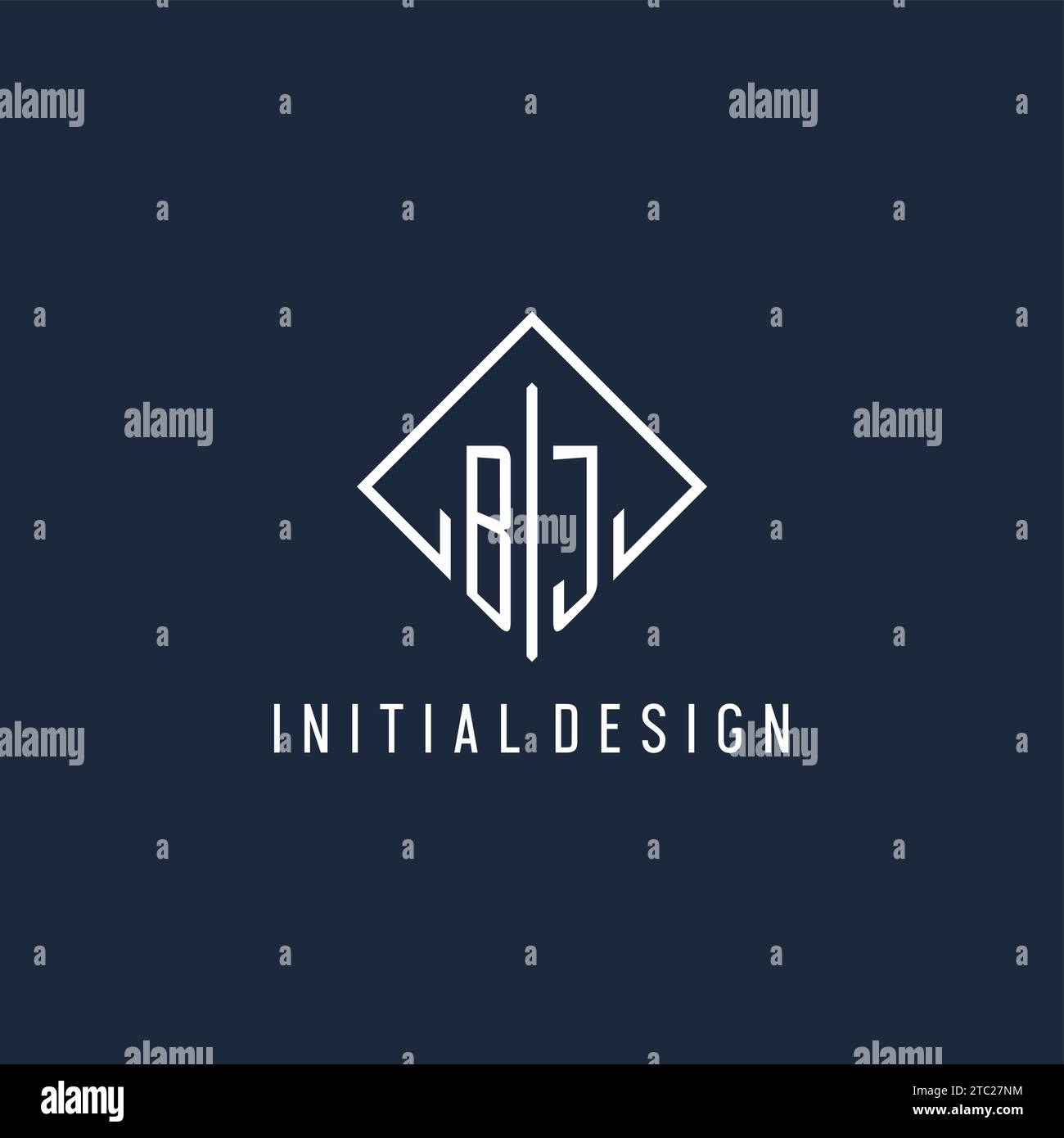BJ initial logo with luxury rectangle style design vector graphic Stock Vector