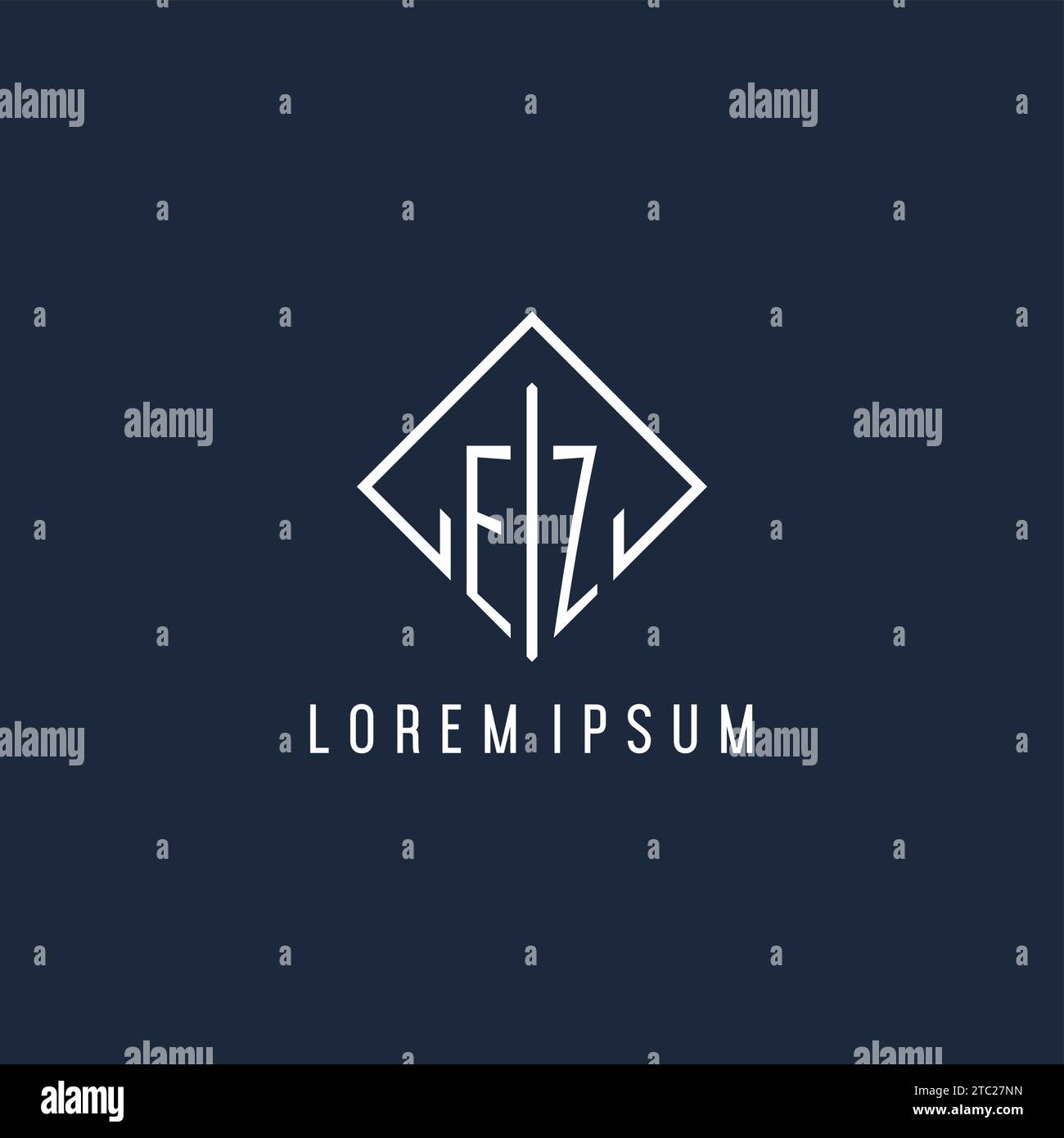 EZ initial logo with luxury rectangle style design vector graphic Stock Vector