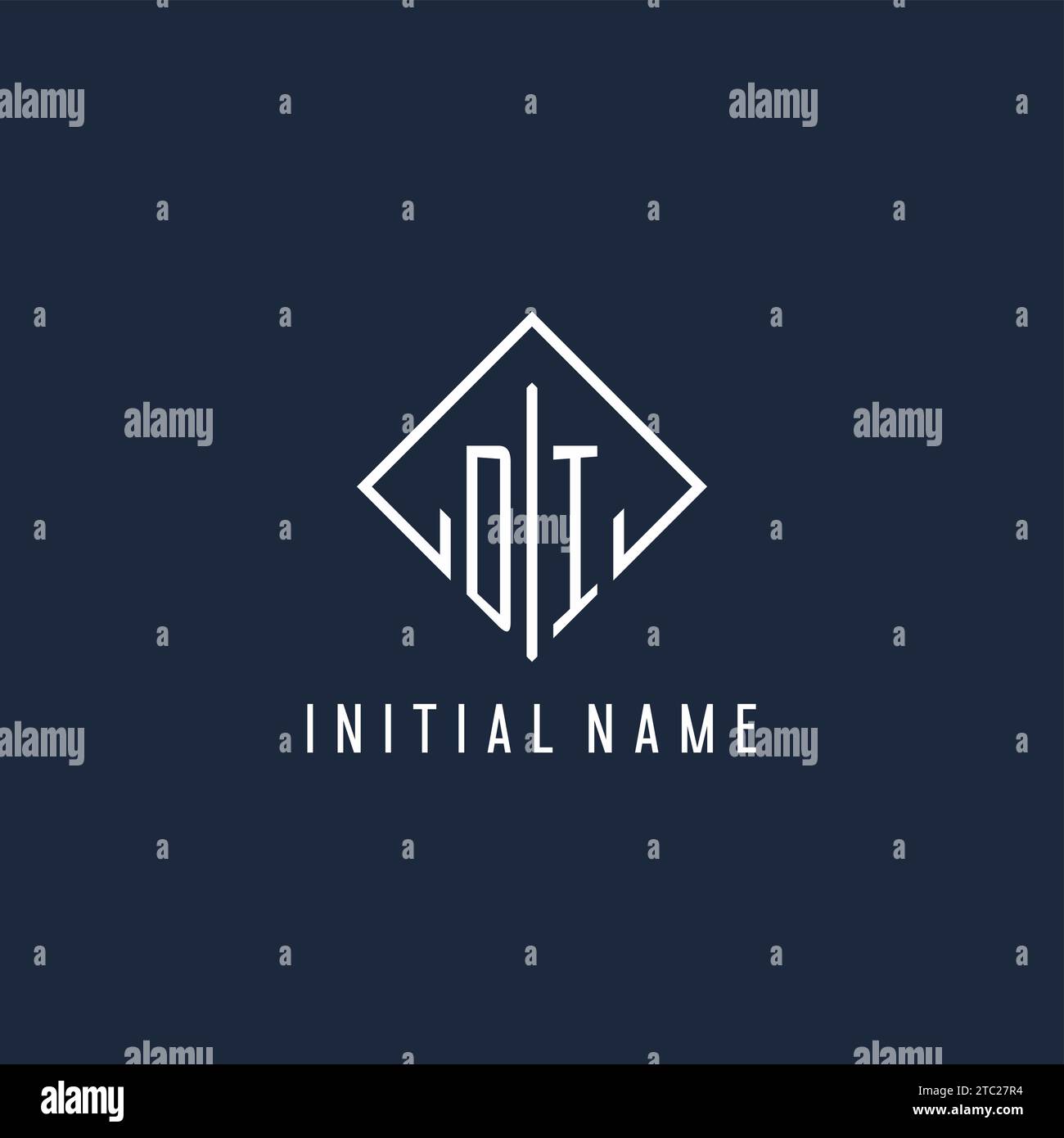 DI initial logo with luxury rectangle style design vector graphic Stock Vector