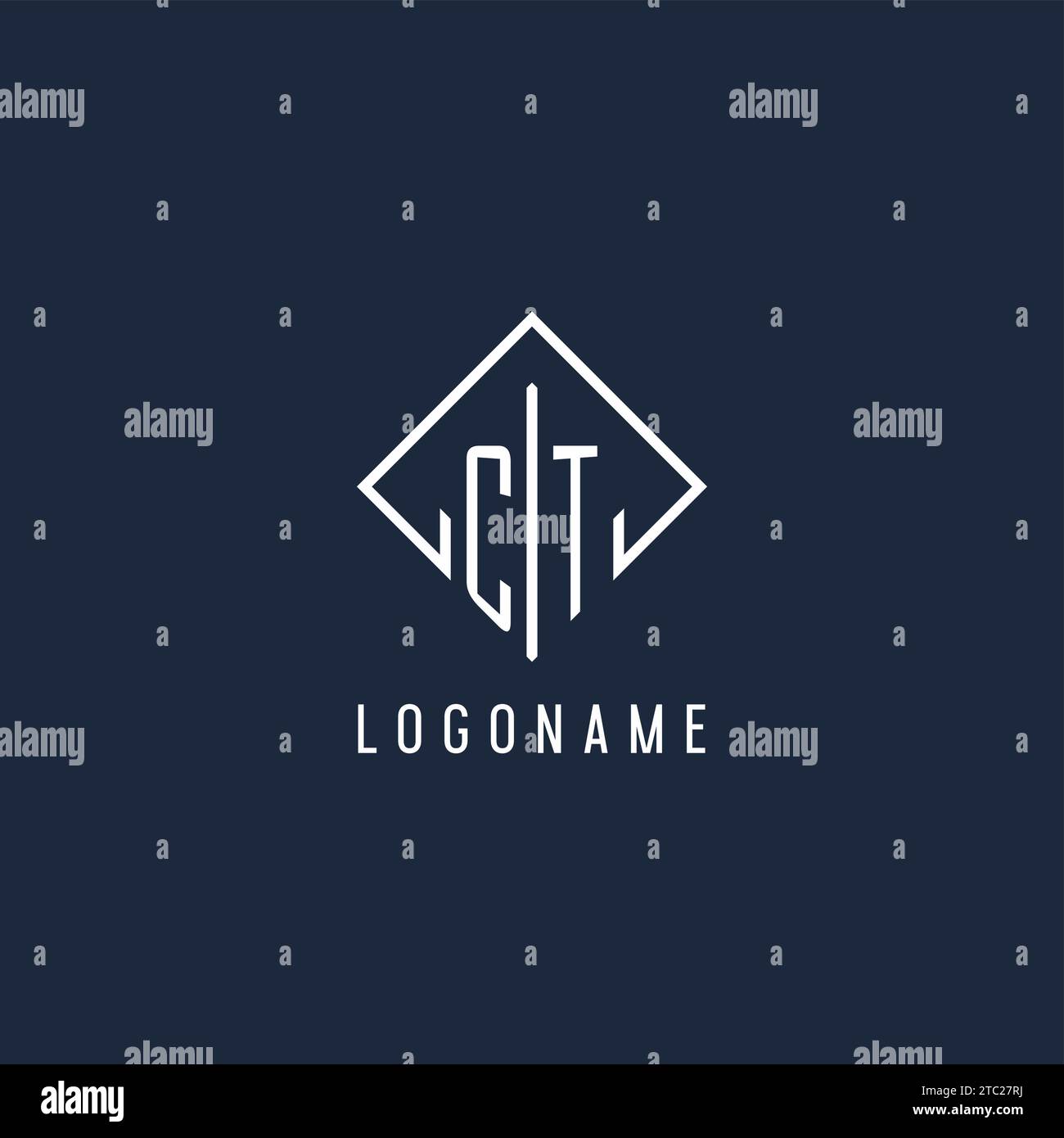CT initial logo with luxury rectangle style design vector graphic Stock Vector